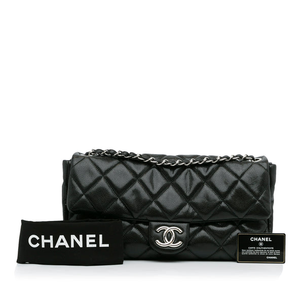 Black Chanel Medium Glazed Caviar Nature Flap Shoulder Bag