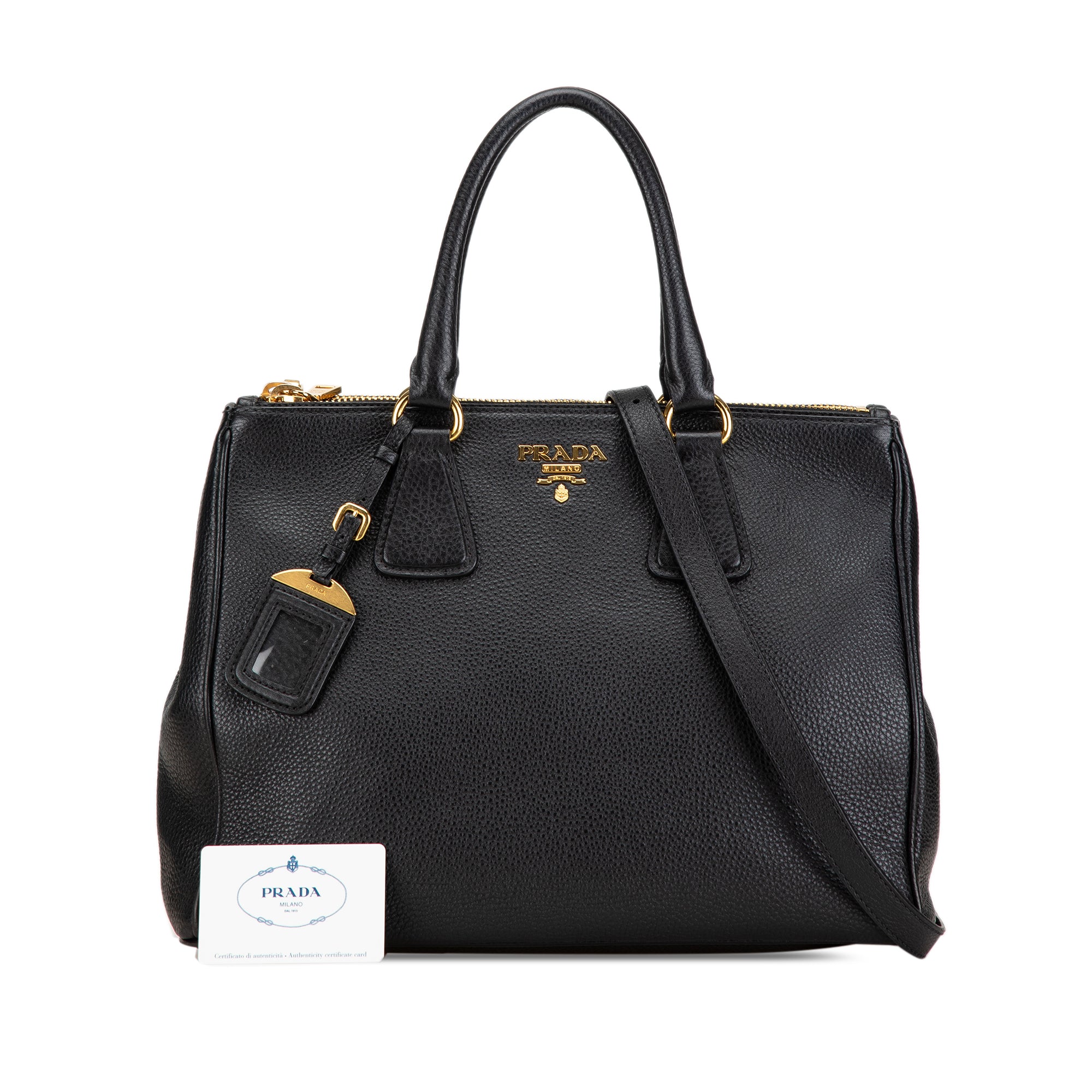 Prada Vitello Daino Double Zip Satchel In Black