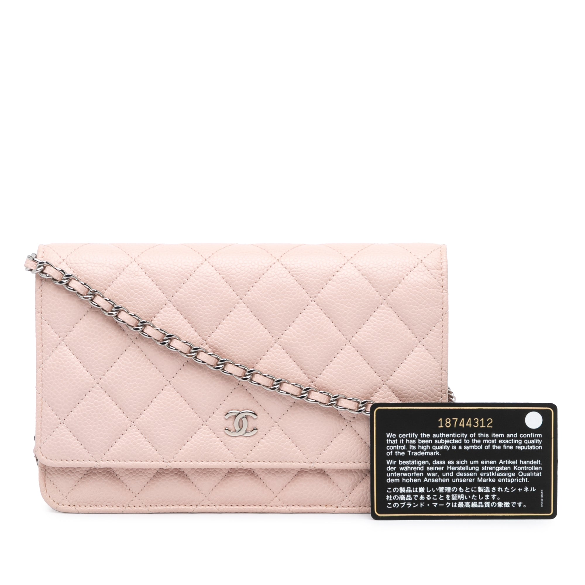 Chanel CC Quilted Lambskin Wallet On Chain In Pink