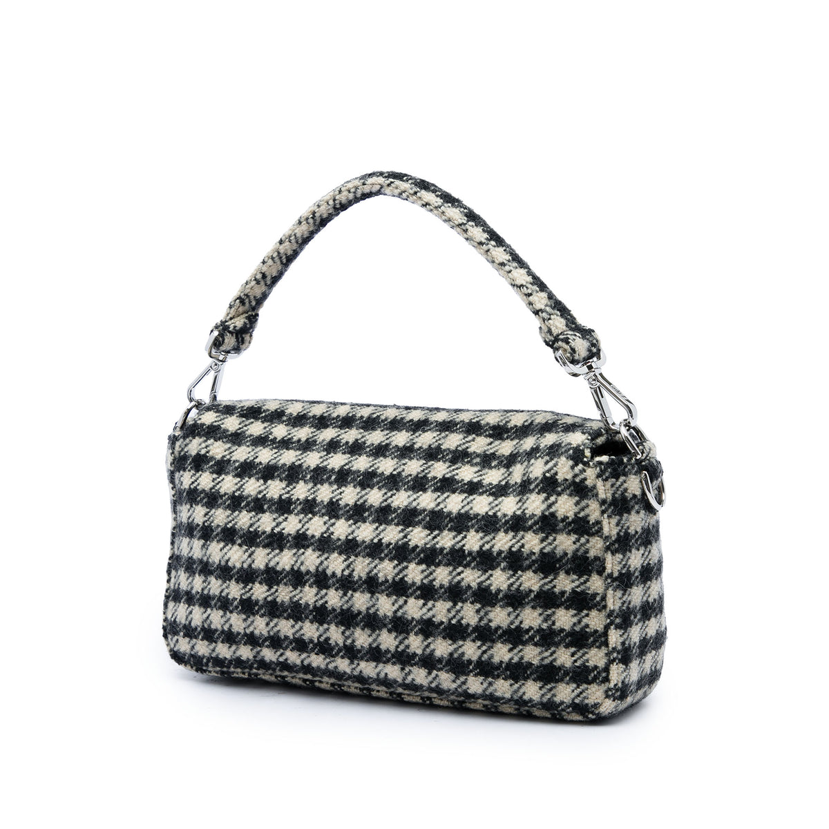 Fendi Tweed Baguette Satchel Black