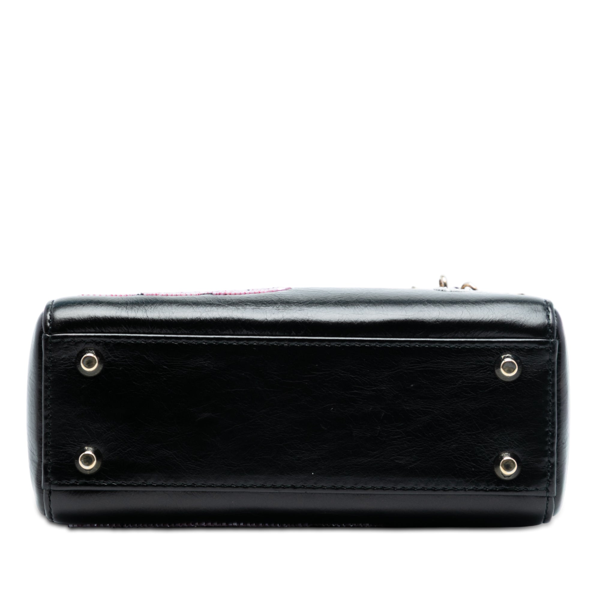 Dior Mini Calfskin Beaded Lady Dior Black