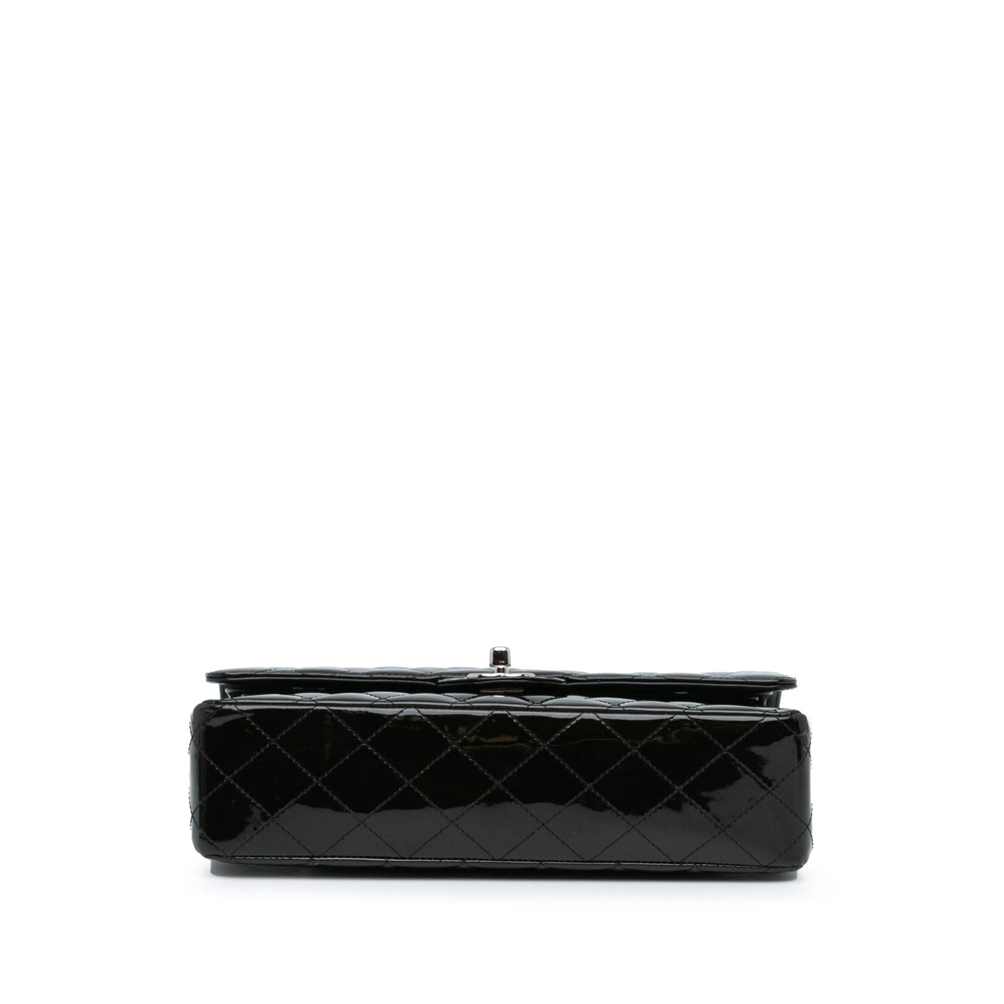 Chanel Medium Classic Patent Double Flap In Black