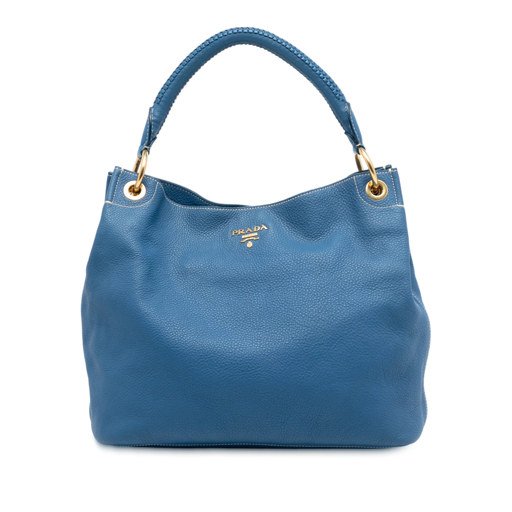 PRADA VITELLO DAINO HOGO BAG IN BLUE