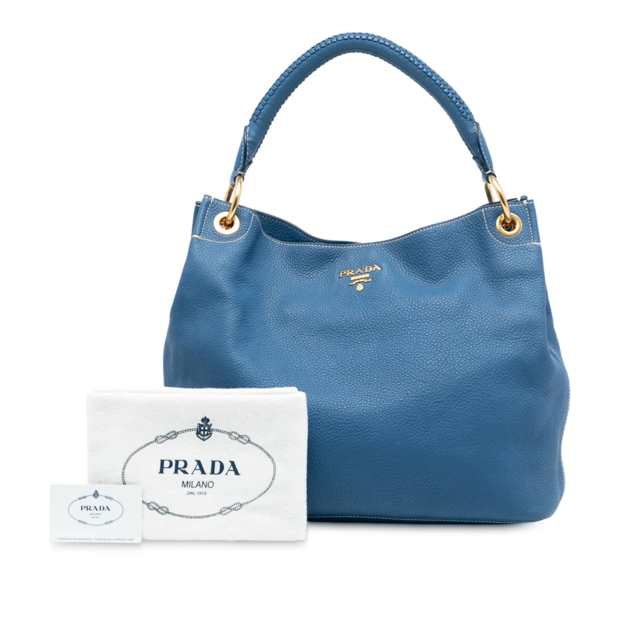 PRADA VITELLO DAINO HOGO BAG IN BLUE