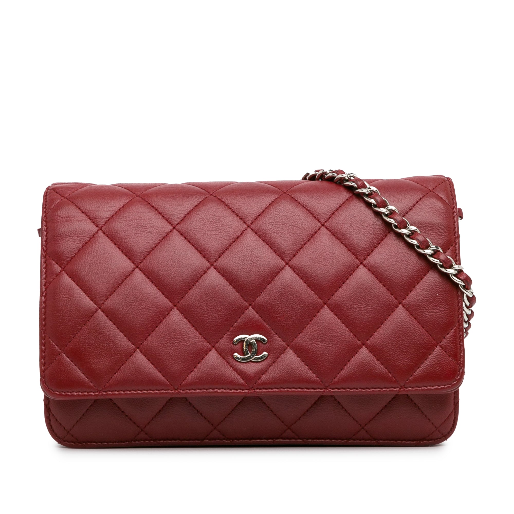 Chanel Classic Lambskin Wallet on Chain In Red