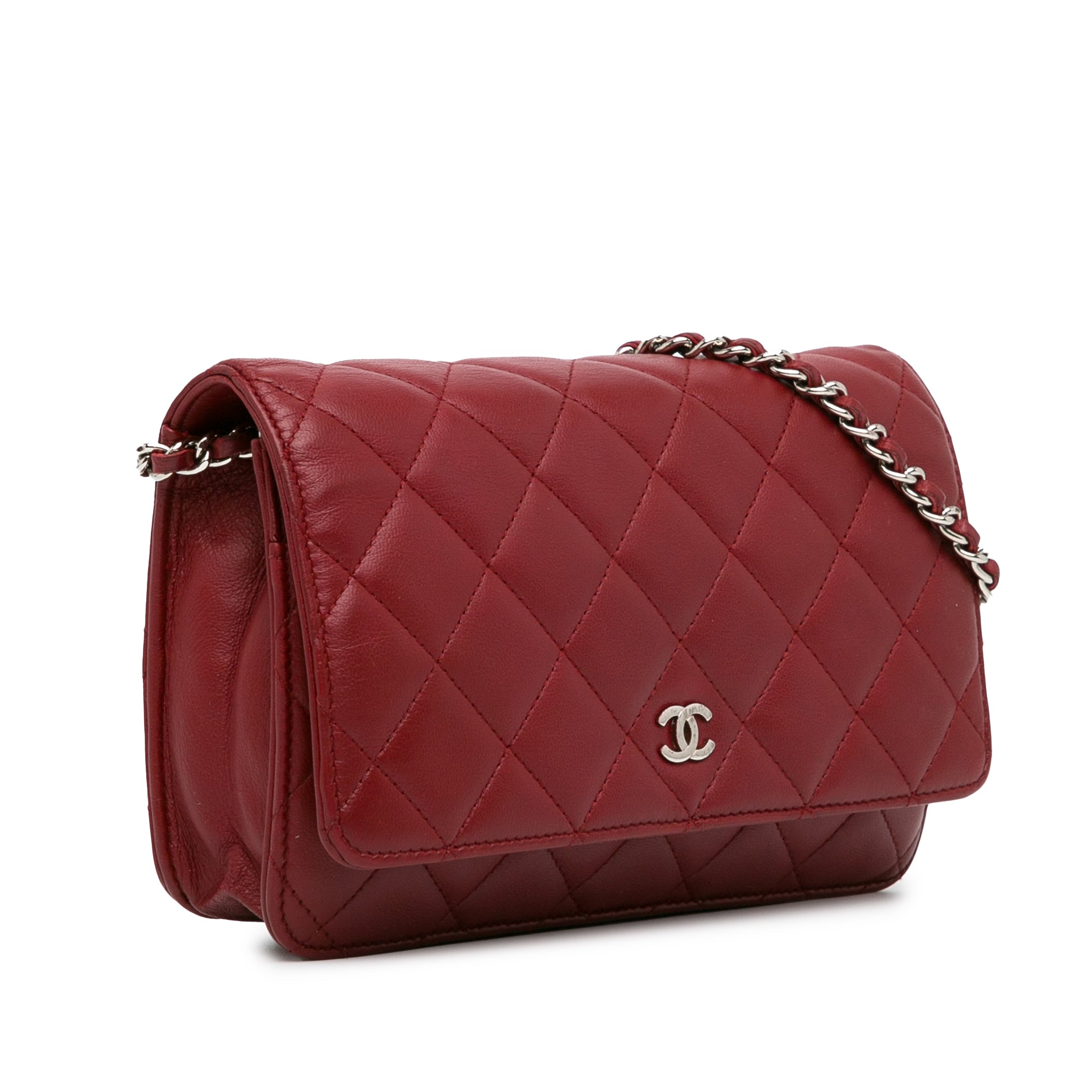 Chanel Classic Lambskin Wallet on Chain In Red