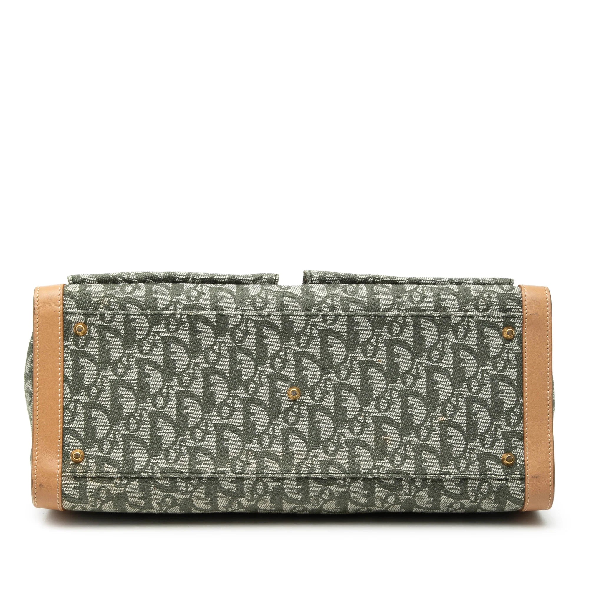 DIOR DIORISSIMO TROTTER CANVAS DOUBLE POCKET TOTE BAG IN GREEN