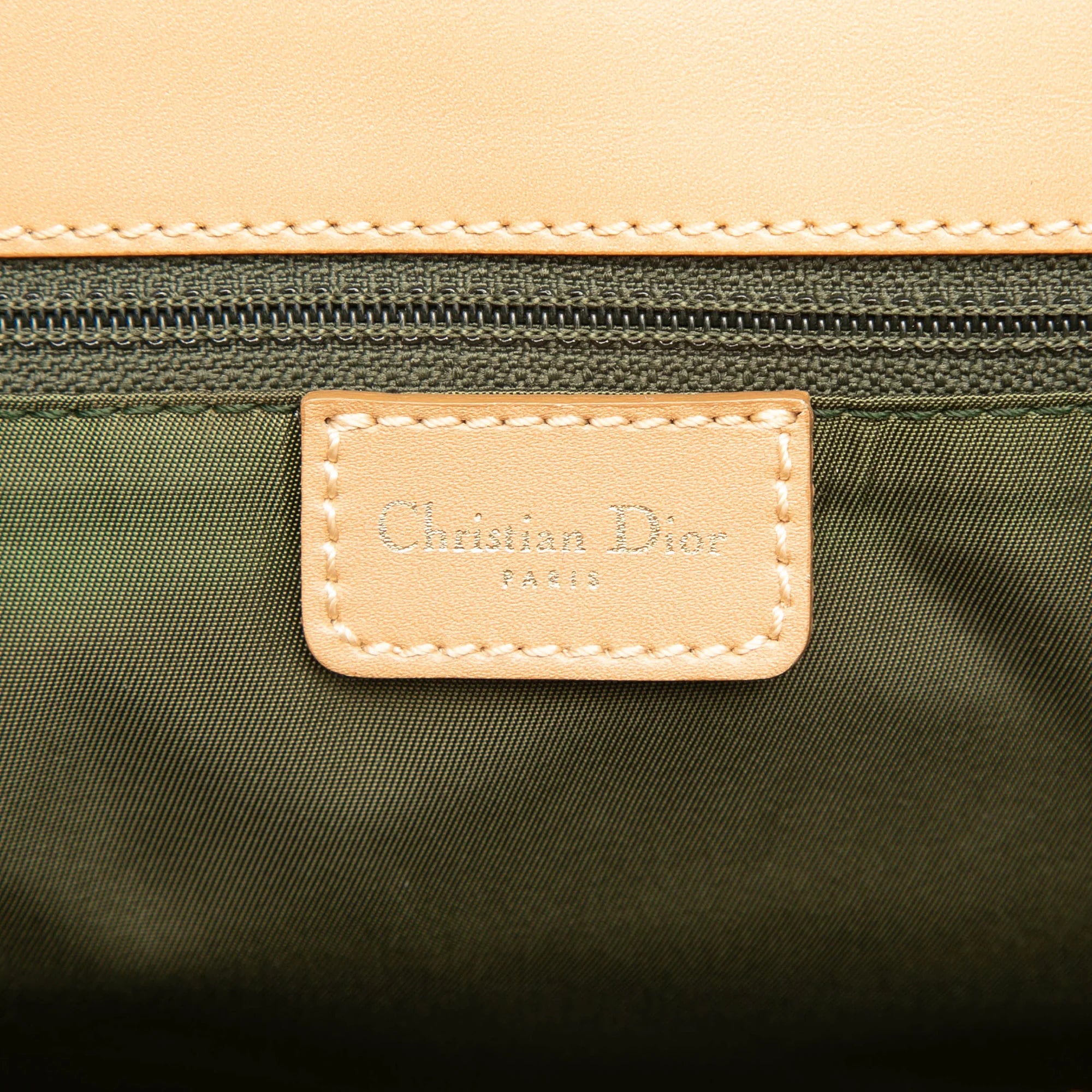 DIOR DIORISSIMO TROTTER CANVAS DOUBLE POCKET TOTE BAG IN GREEN