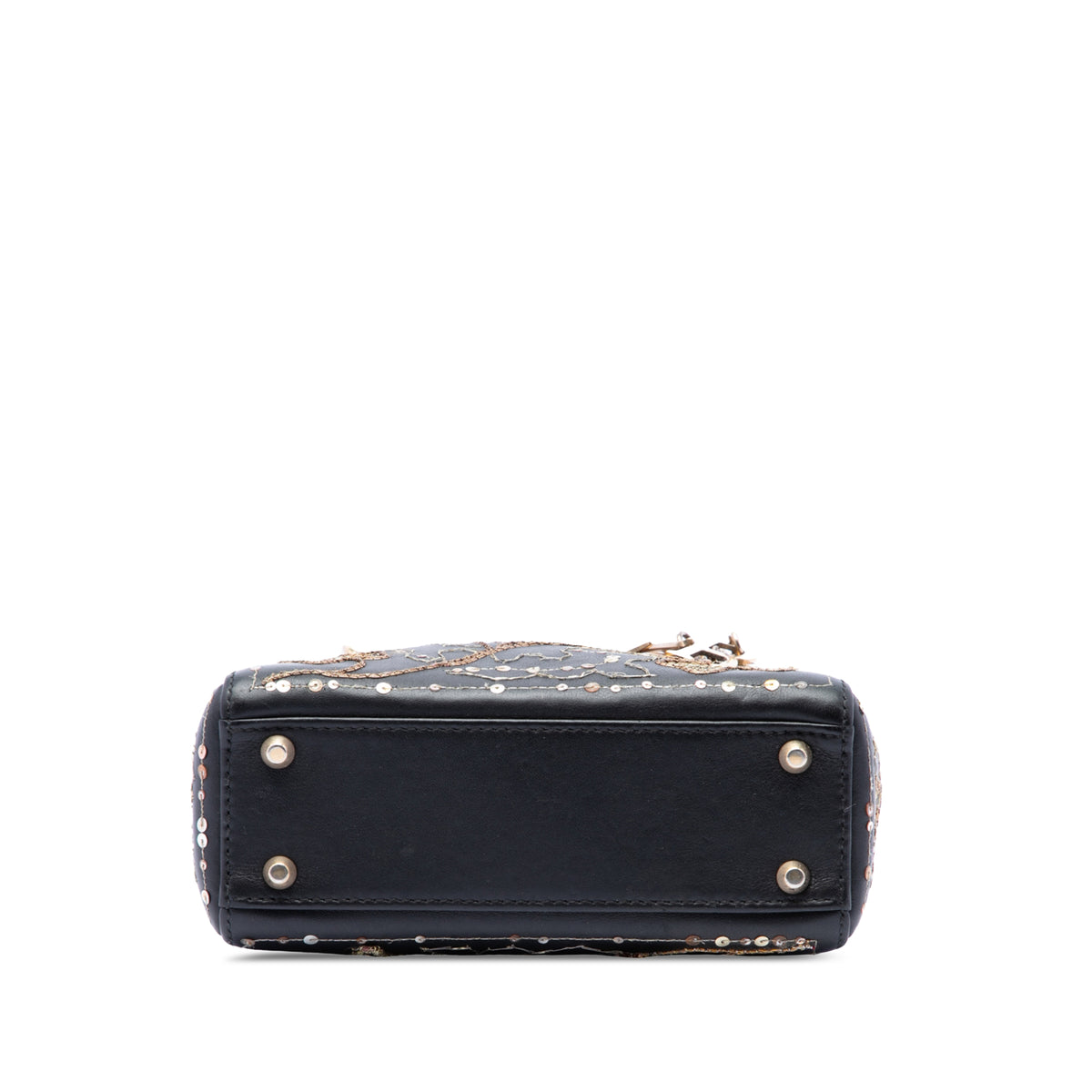 Dior Mini Calfskin Embroidered Clovers Lady Dior Black - Special edition