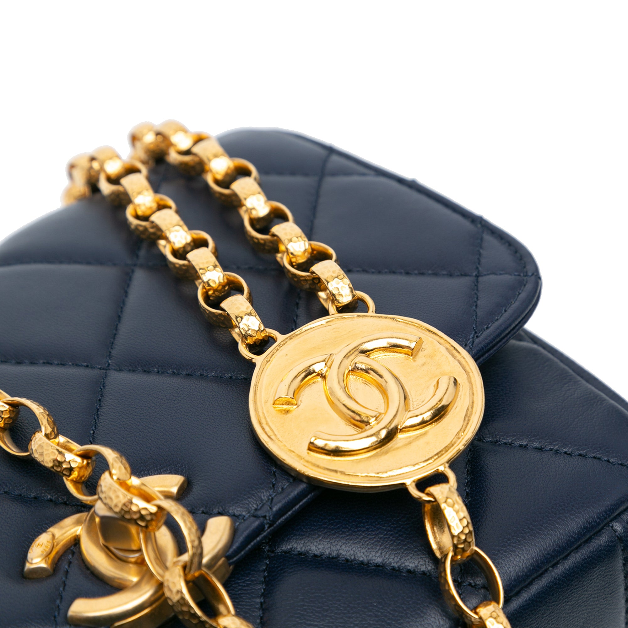 Chanel Lambskin CC Coin Flap In Navy