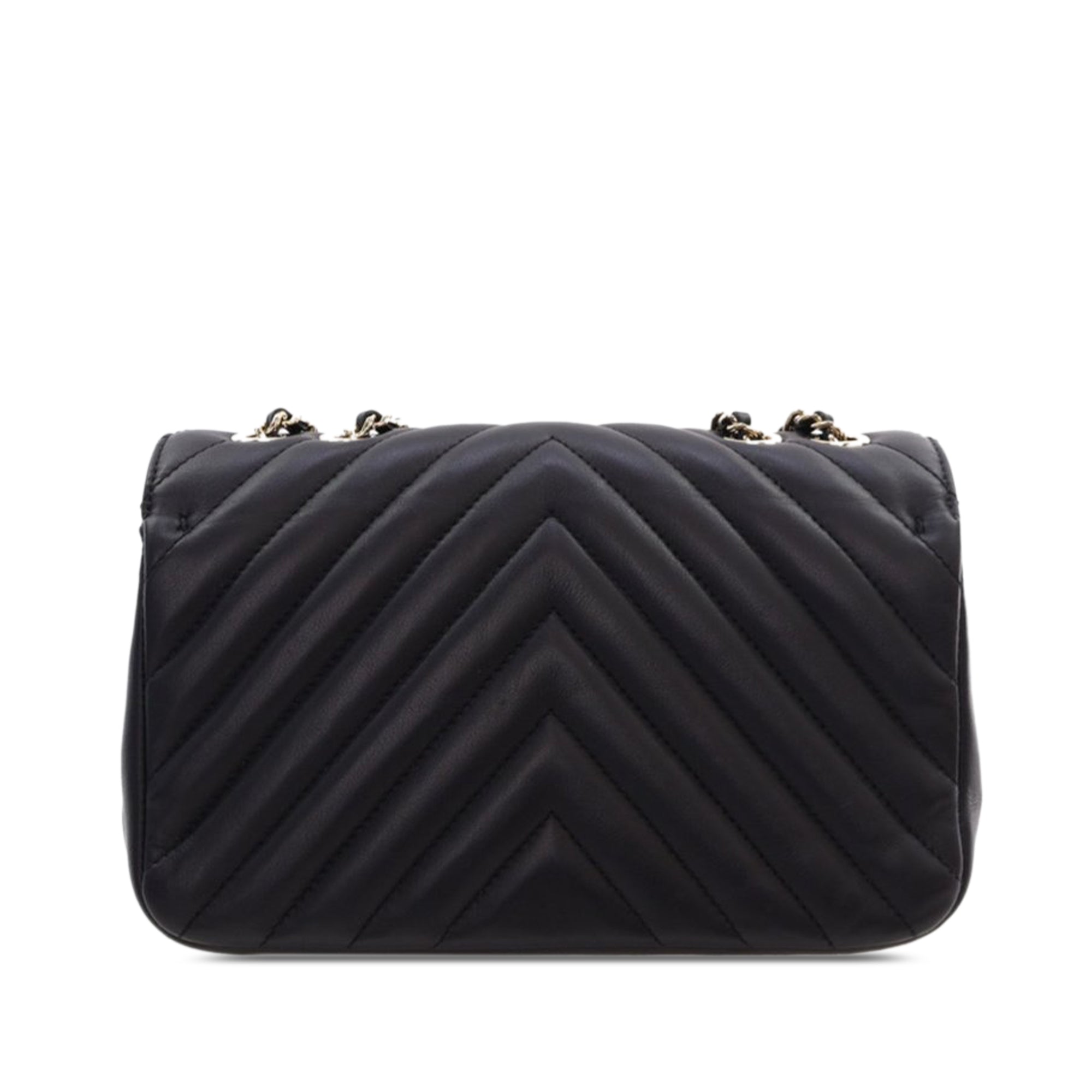 Chanel Small Chevron Lambskin Statement Flap In Black