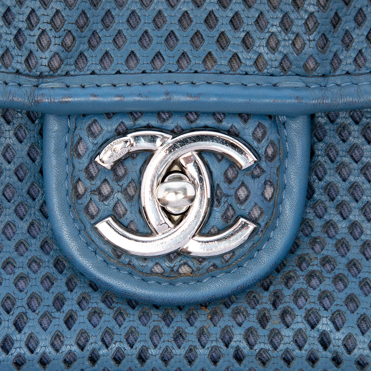 Chanel Medium Perforated Calfskin Up In The Air Flap Blue