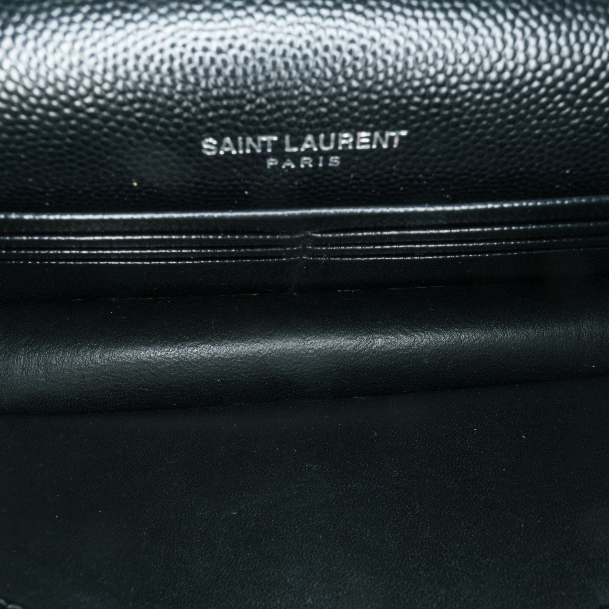 Saint Laurent Grain de Poudre Monogram Kate Tassel Wallet on Chain In Black