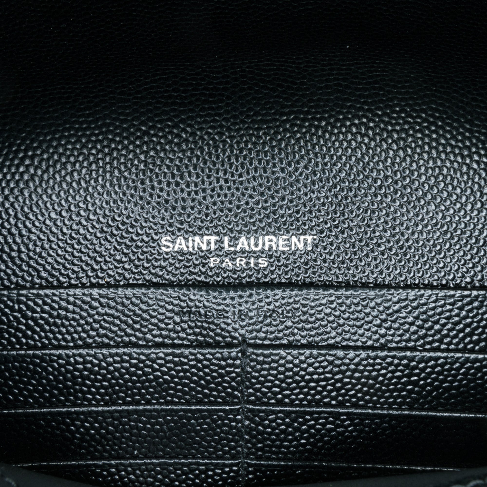 Saint Laurent Grain de Poudre Monogram Kate Tassel Wallet on Chain In Black