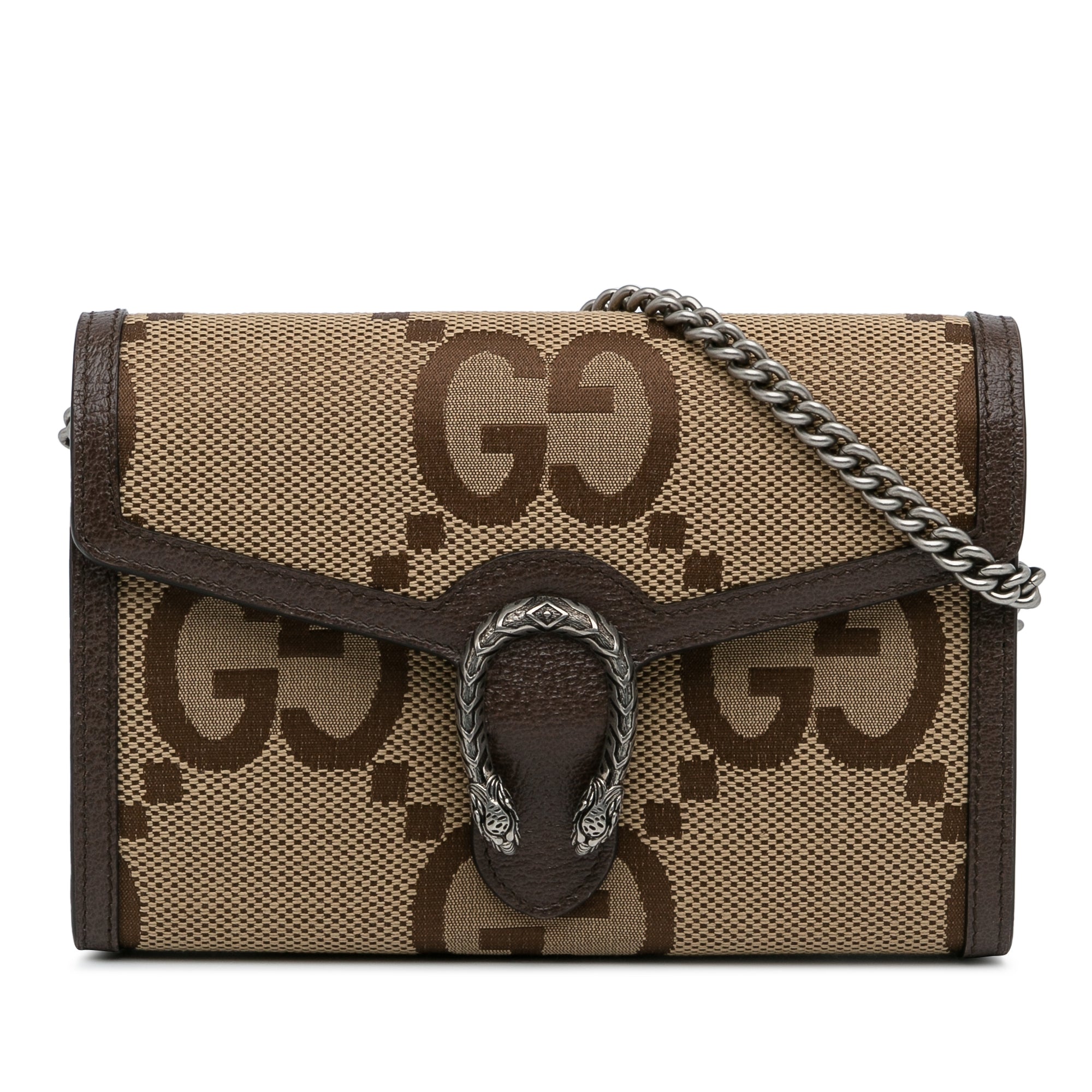 Gucci Mini Jumbo GG Dionysus Wallet on Chain In Brown