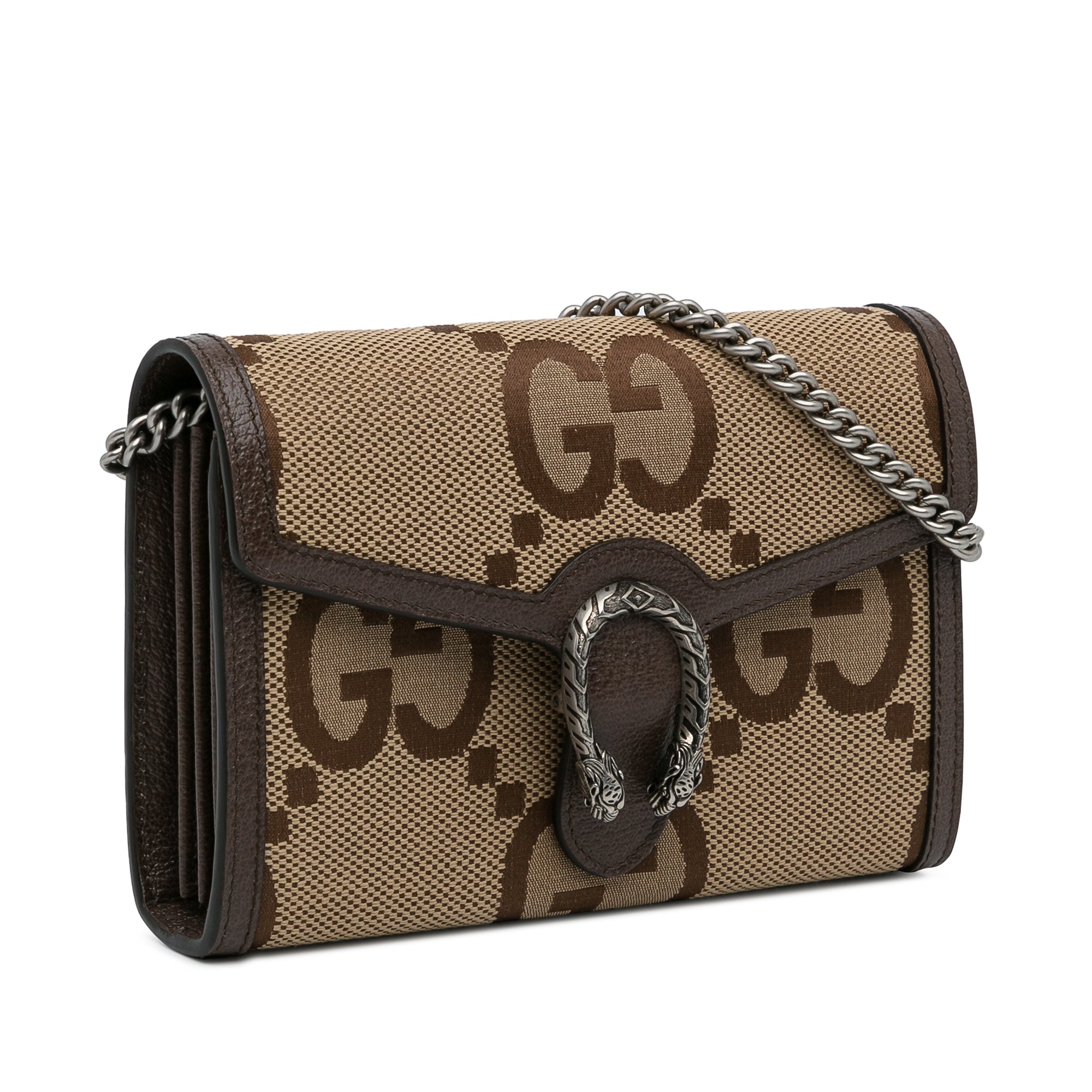 Gucci Mini Jumbo GG Dionysus Wallet on Chain In Brown