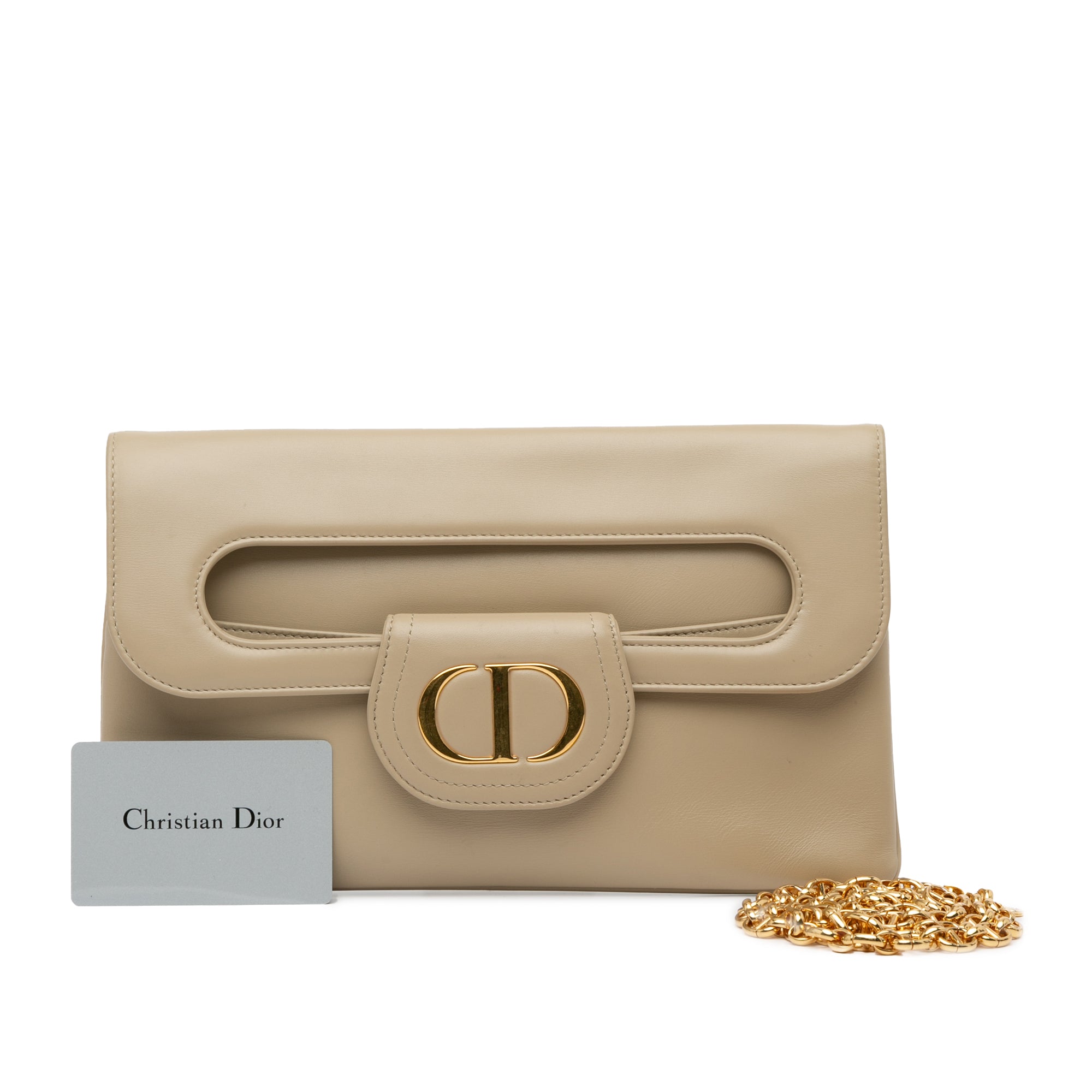 Dior Medium DiorDouble Chain Bag In Beige