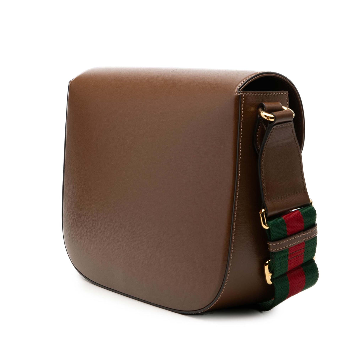 Gucci Large Calfskin Web Horsebit 1955 Crossbody Brown