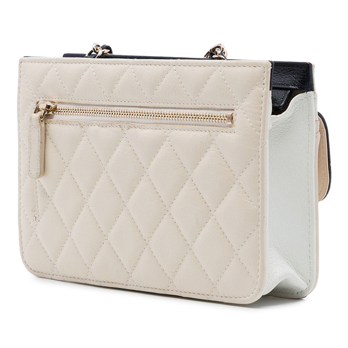 Chanel CC Tricolor Quilted Goatskin Multi Pocket Wallet On Chain Black