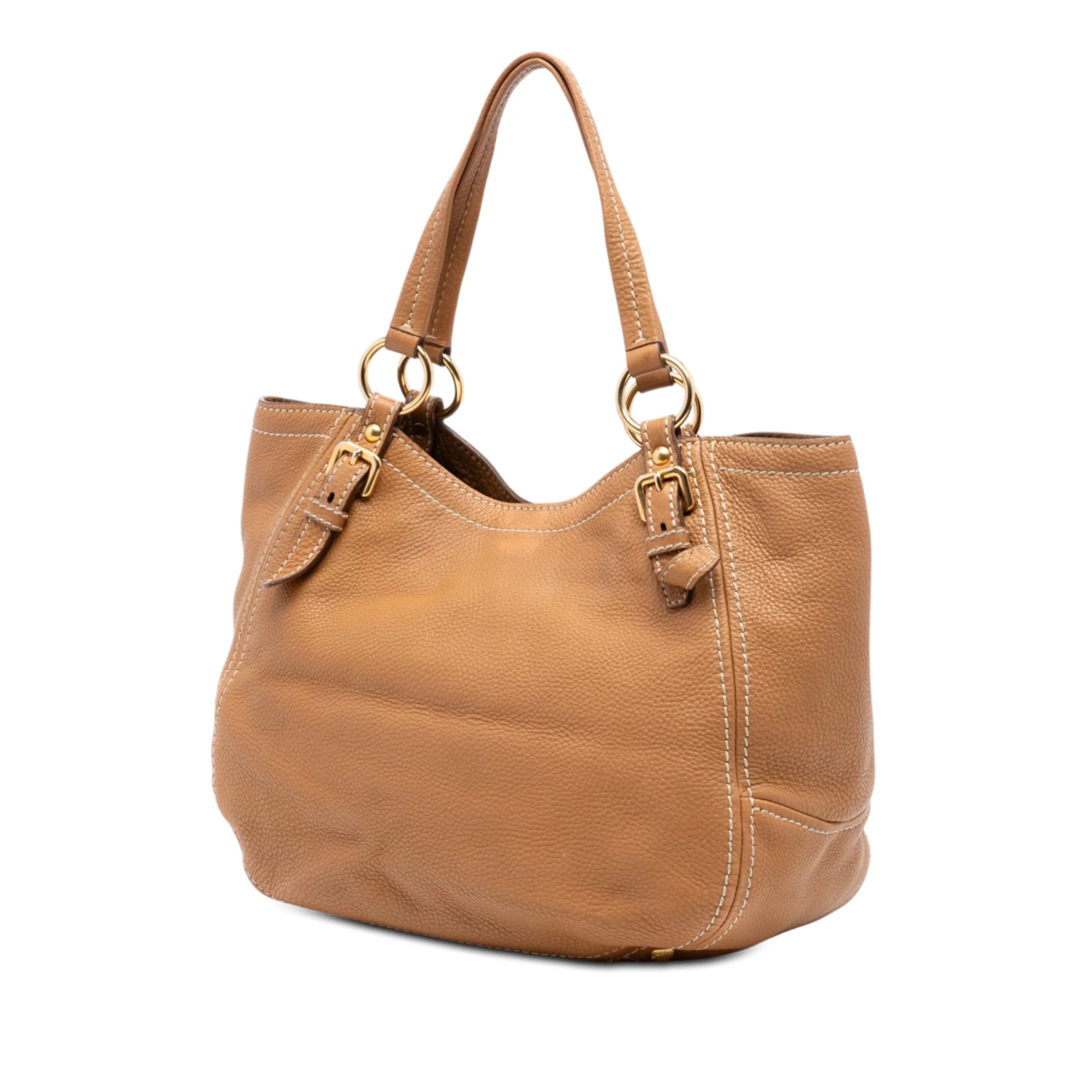 PRADA VITELLO DAINO SHOULDER BAG IN CAMEL