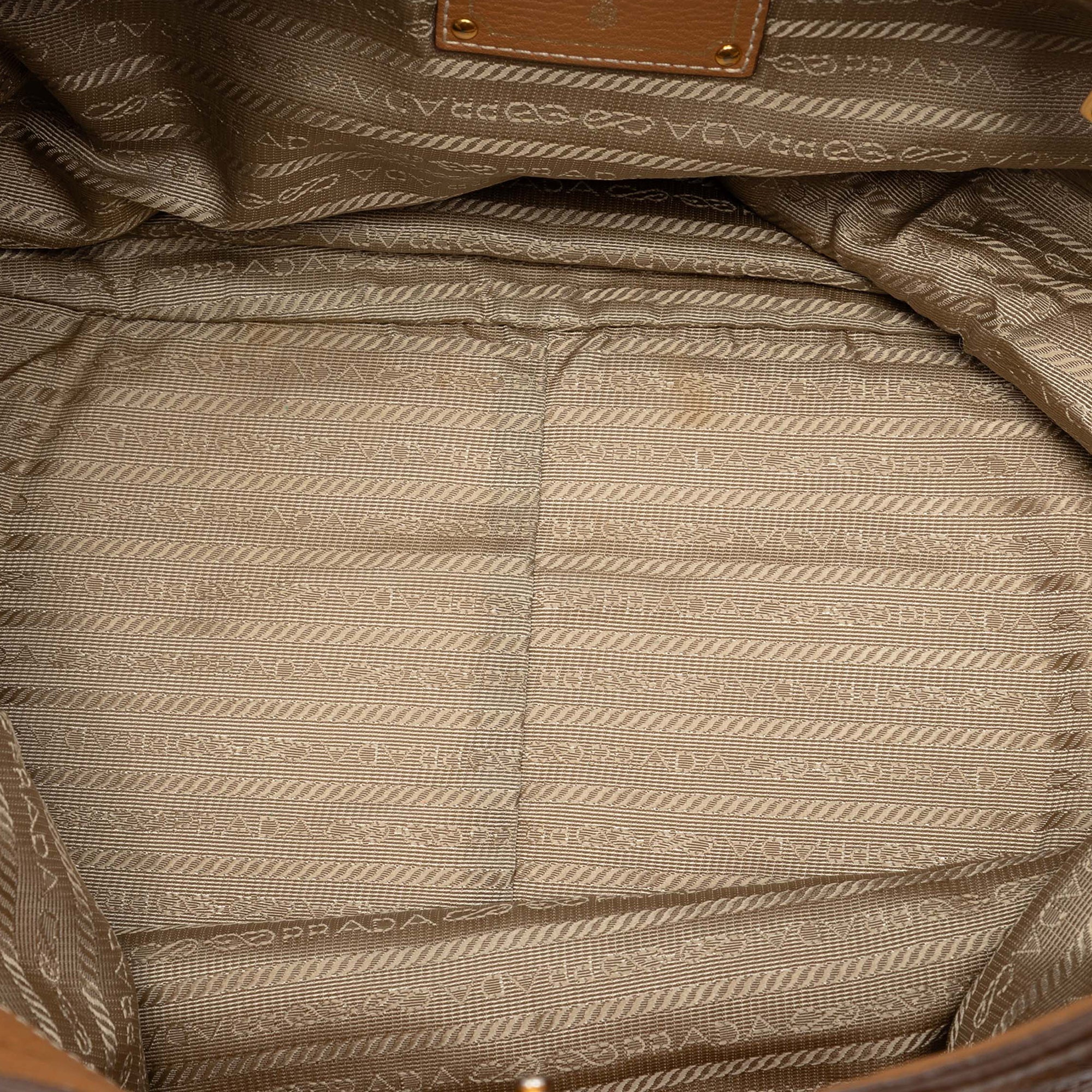 PRADA VITELLO DAINO SHOULDER BAG IN CAMEL