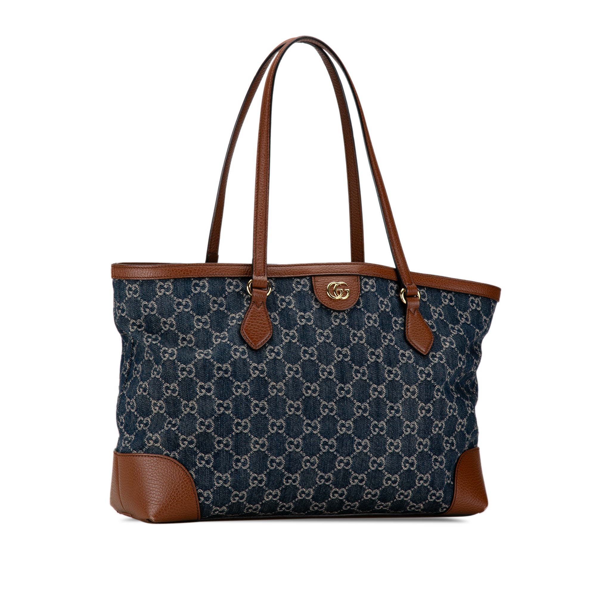 Gucci Medium GG Denim Ophidia Shopping Tote