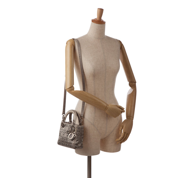 Mini Crystal Embellished Satin Lady Dior Bag