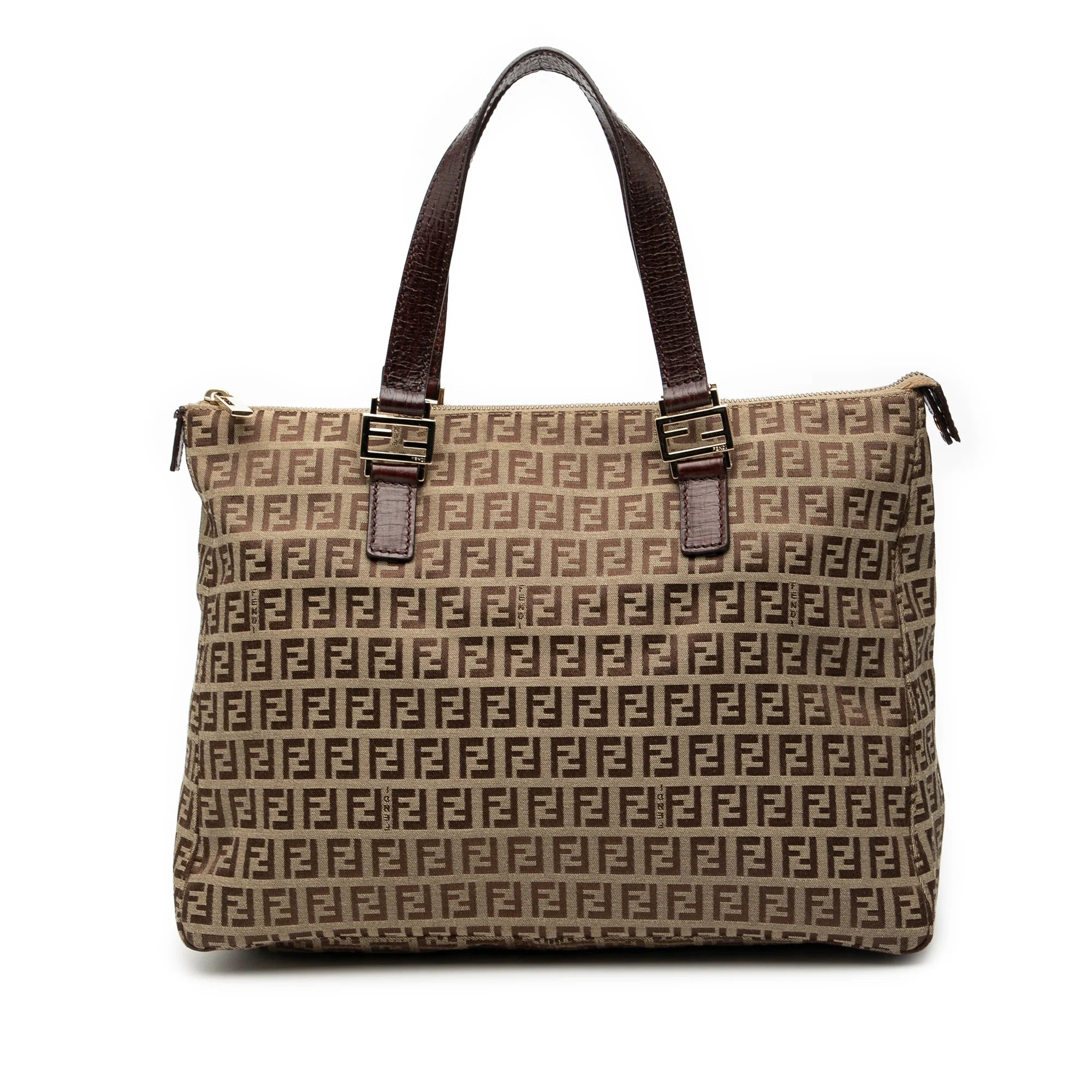 FENDI ZUCCHINO CANVAS TOTE BAG IN BROWN