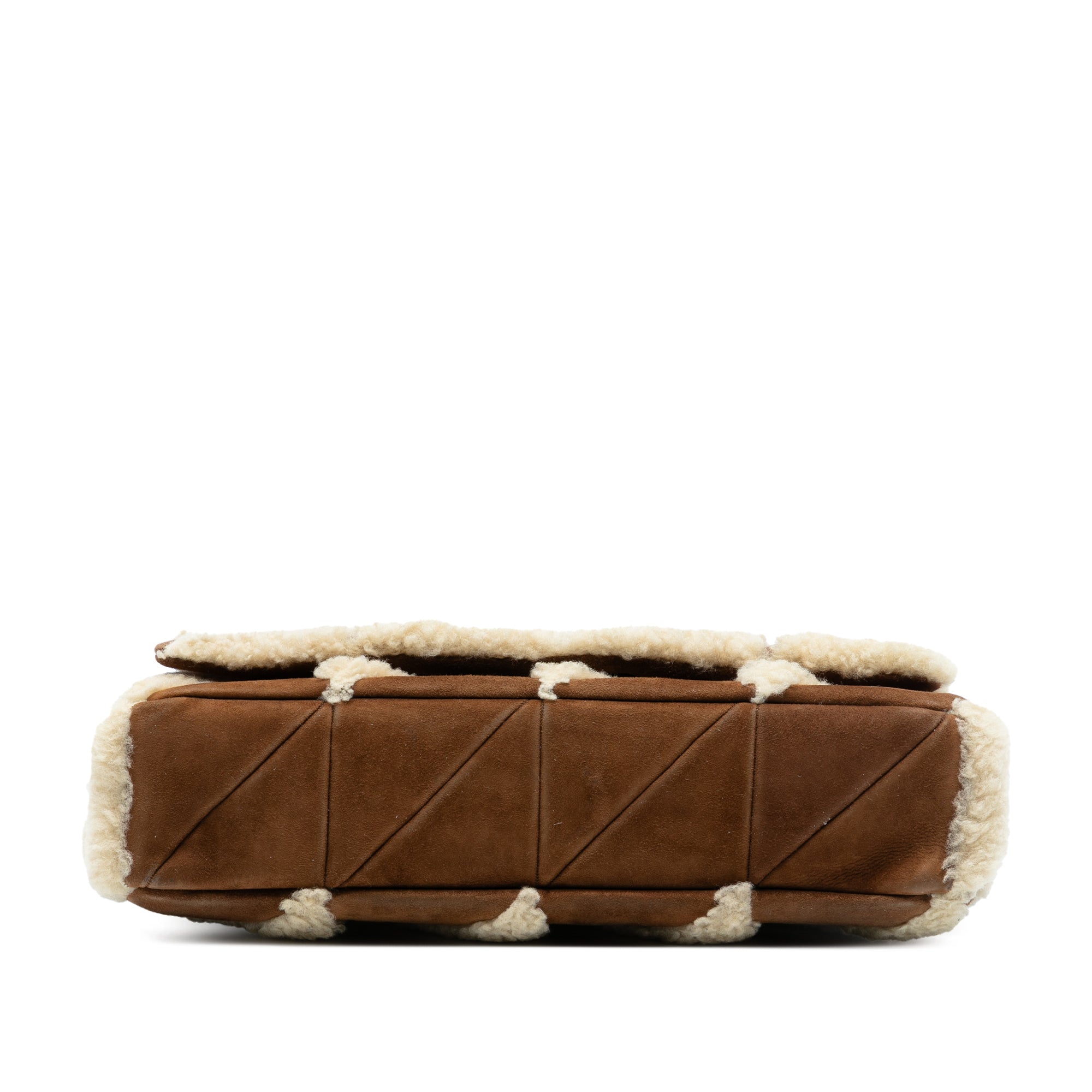 Saint Laurent Medium Suede and Shearling Patchwork Jamie Shoulder Bag Brown