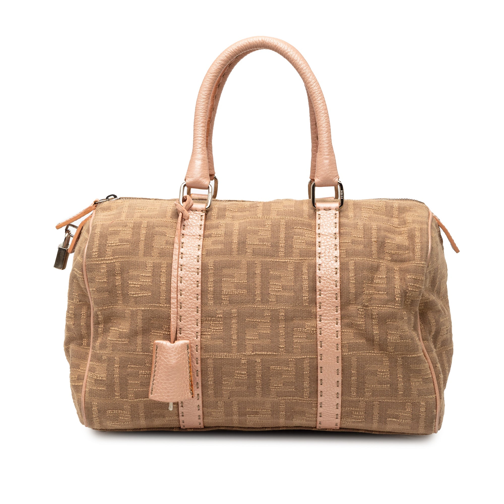 FENDI ZUCCA CANVAS SELLERIA BOSTON BAG IN BEIGE