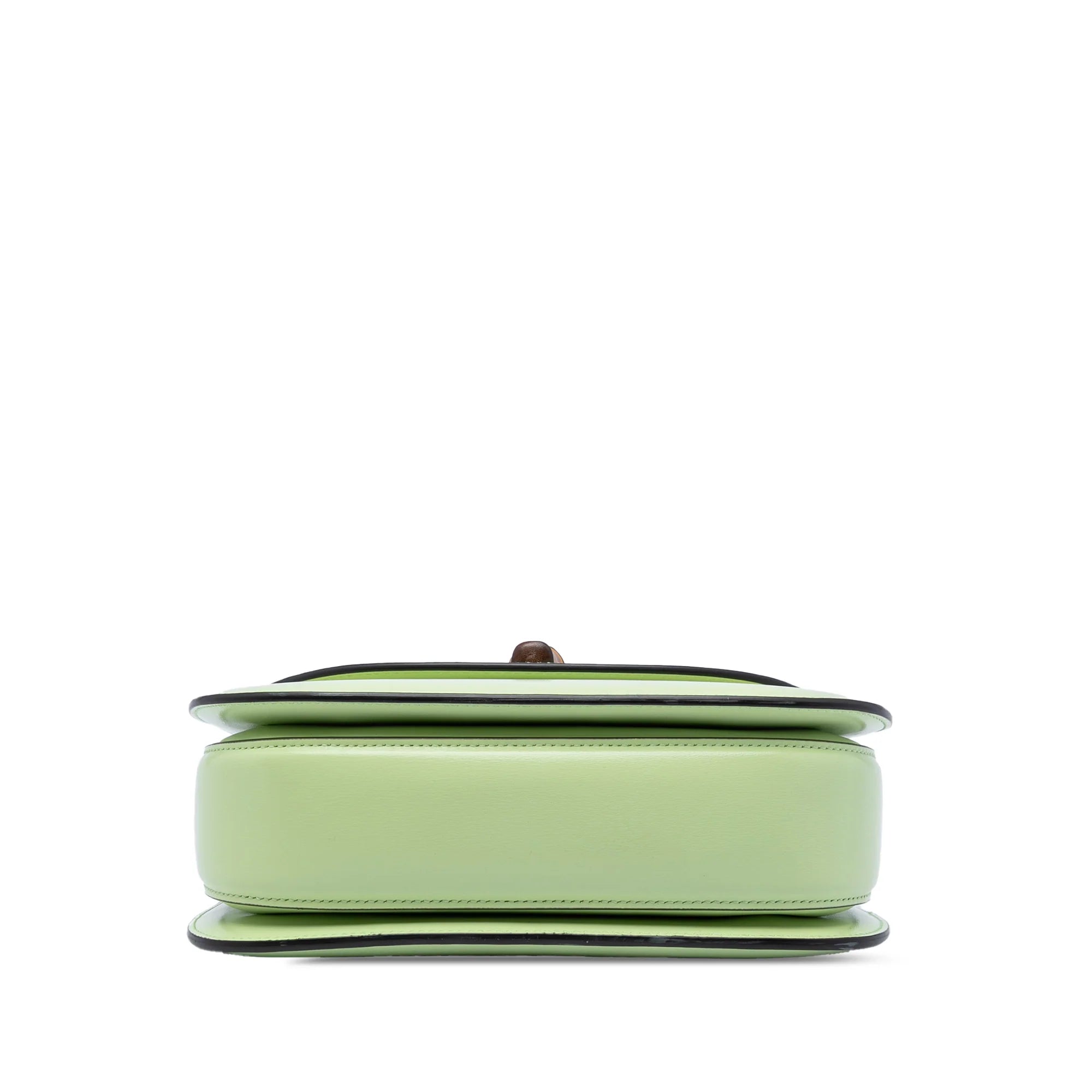 GUCCI SMALL CALFSKIN 1947 BAMBOO TOP HANDLE BAG IN GREEN
