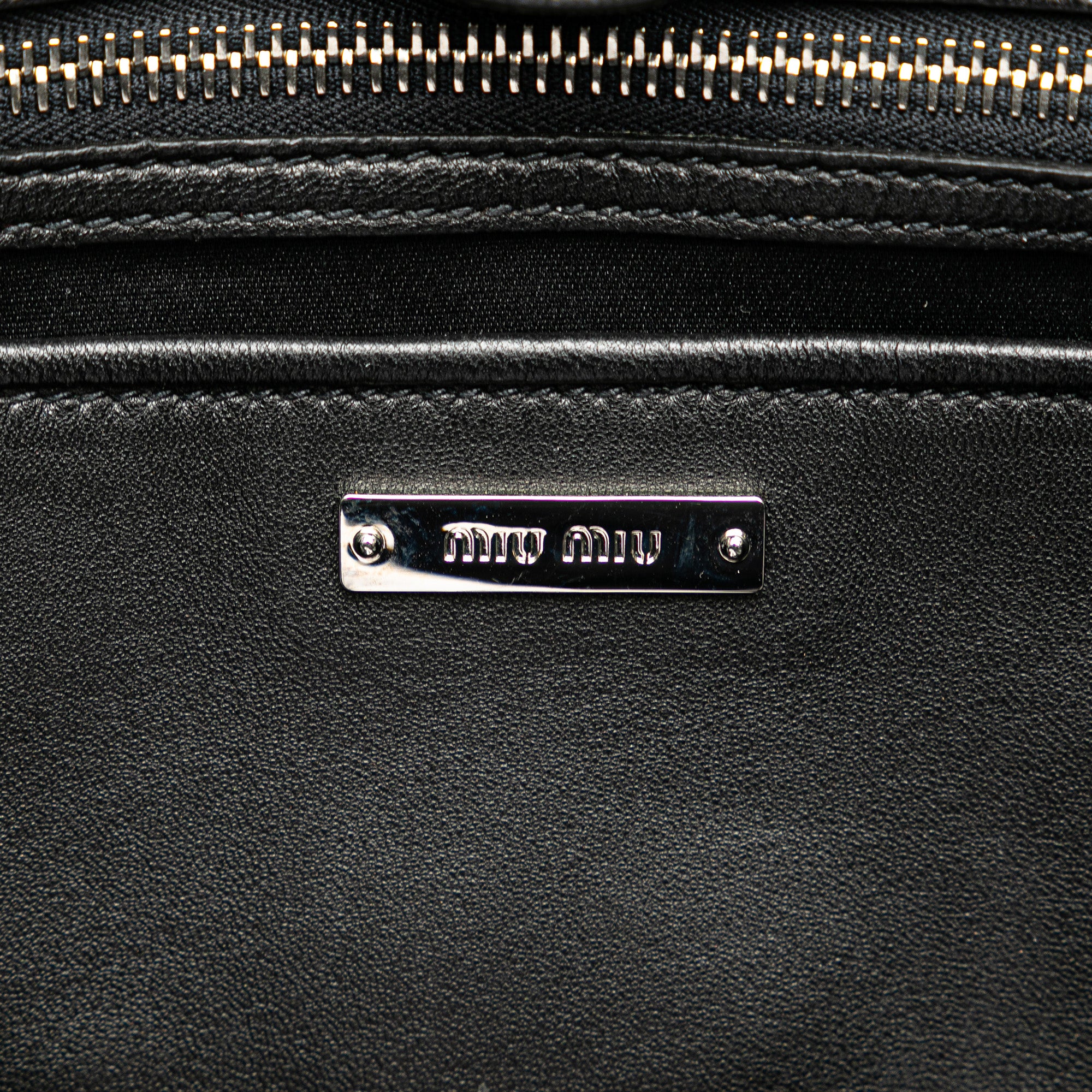 Miu Miu Matelasse Nappa Crystal Satchel In Black