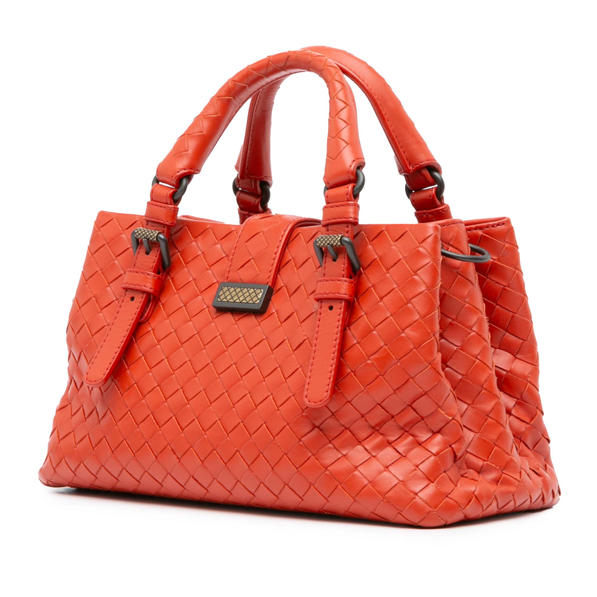 Bottega Veneta Mini Nappa Intrecciato Roma Satchel In Orange