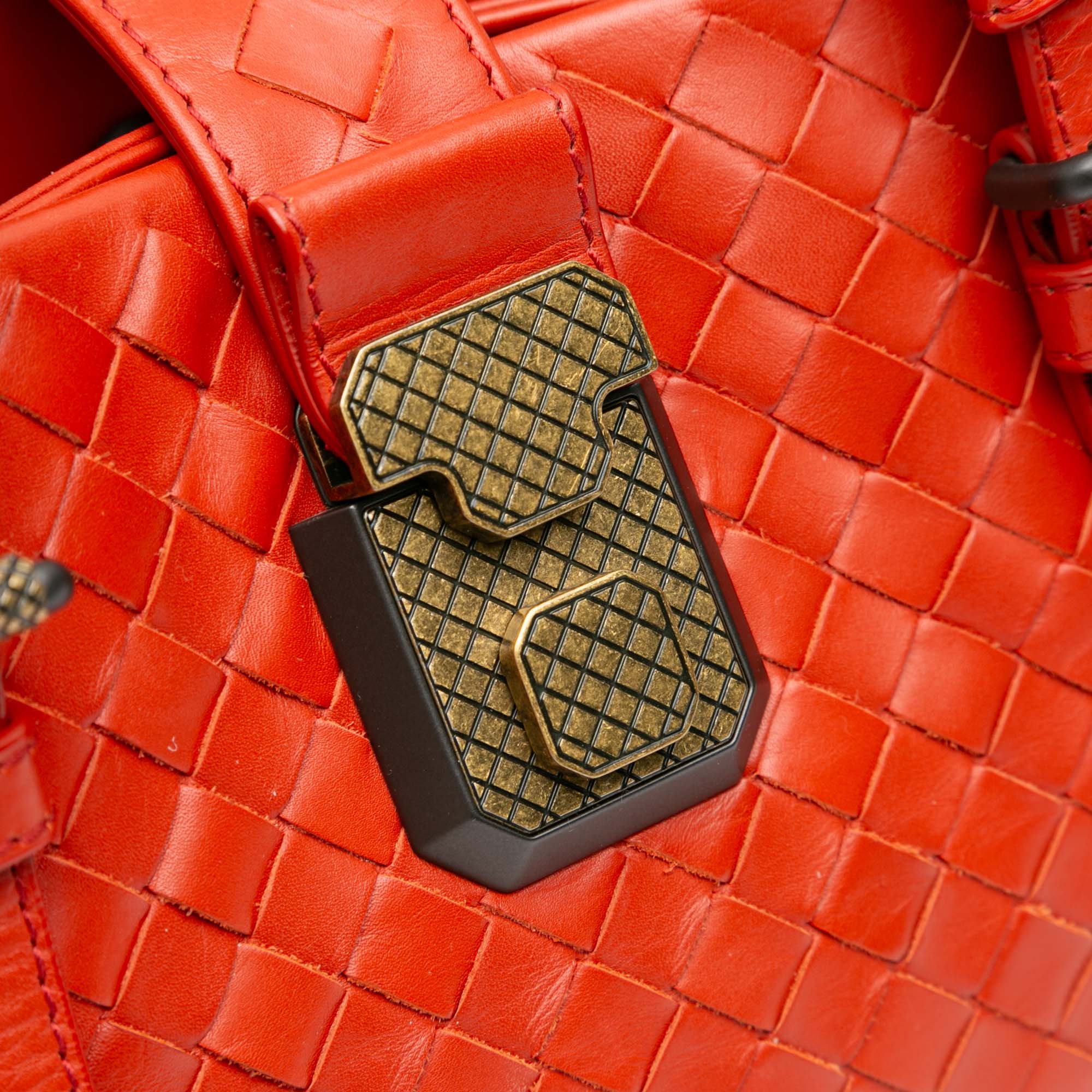 Bottega Veneta Mini Nappa Intrecciato Roma Satchel In Orange