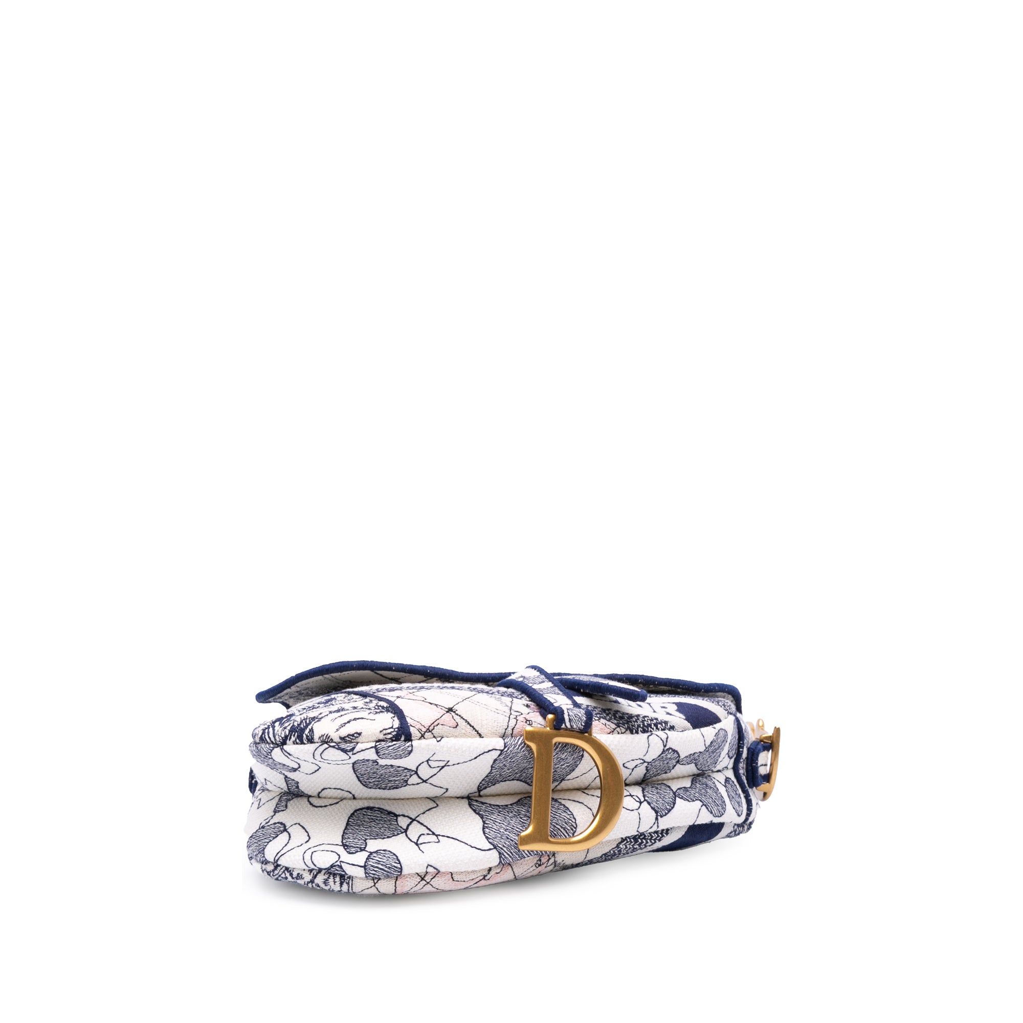 Christian Dior Canvas Embroidered Around the World Saddle Bag