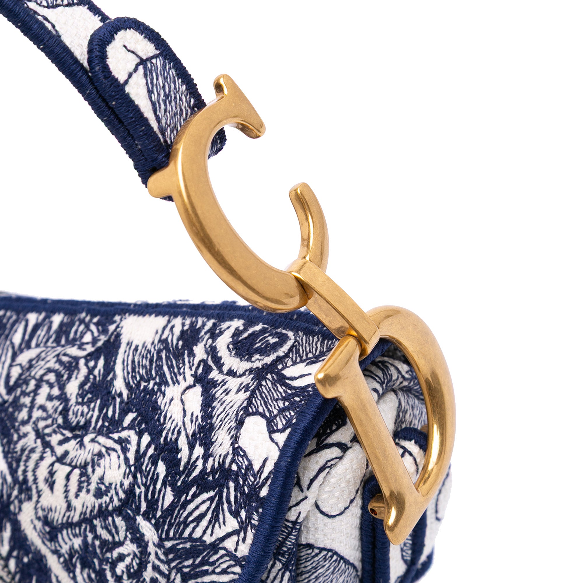Christian Dior Canvas Embroidered Around the World Saddle Bag