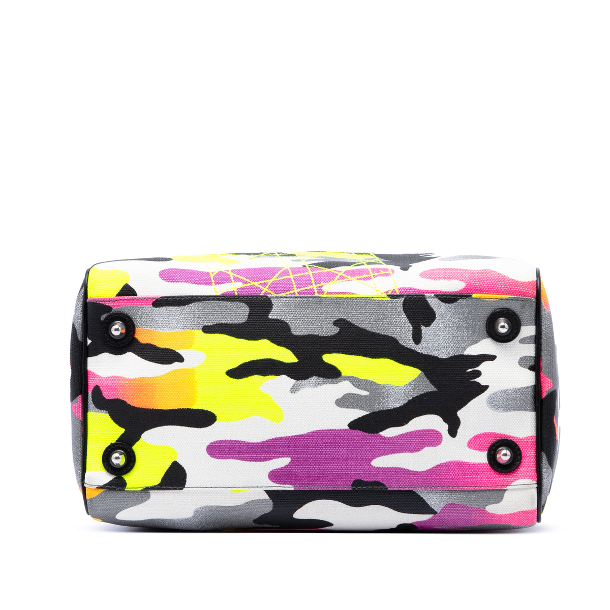 Dior Anselm Reyle Canvas Camouflage Boston Bag Yellow