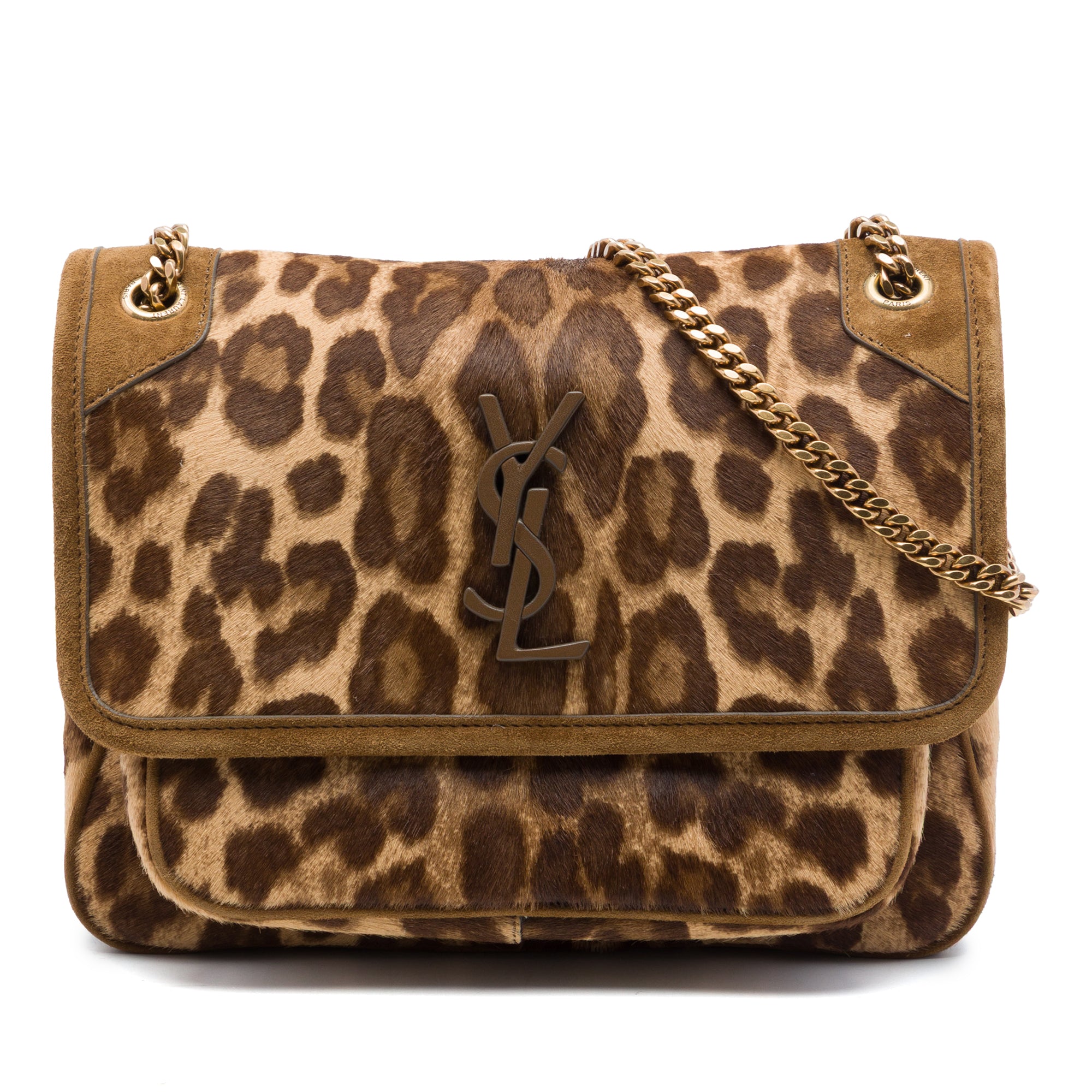 Saint Laurent Baby Pony Hair Leopard Print Niki Brown