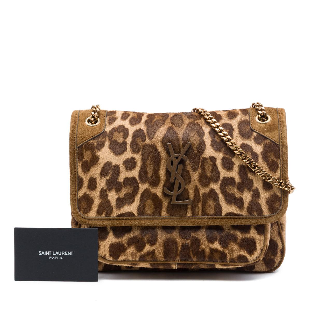Saint Laurent Baby Pony Hair Leopard Print Niki Brown