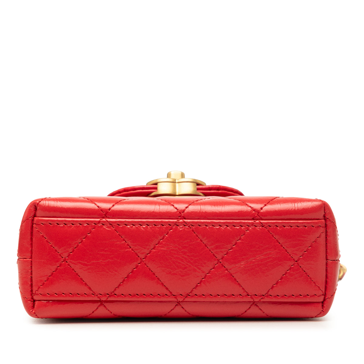 Chanel Mini Nano Shiny Aged Calfskin Kelly Shopper Bag Red