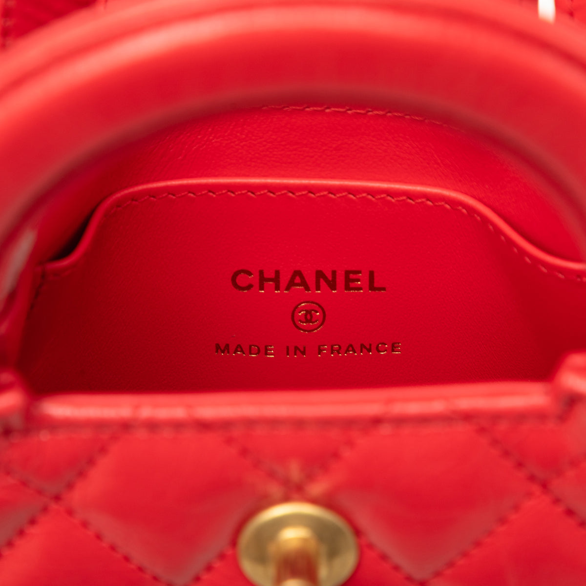 Chanel Mini Nano Shiny Aged Calfskin Kelly Shopper Bag Red