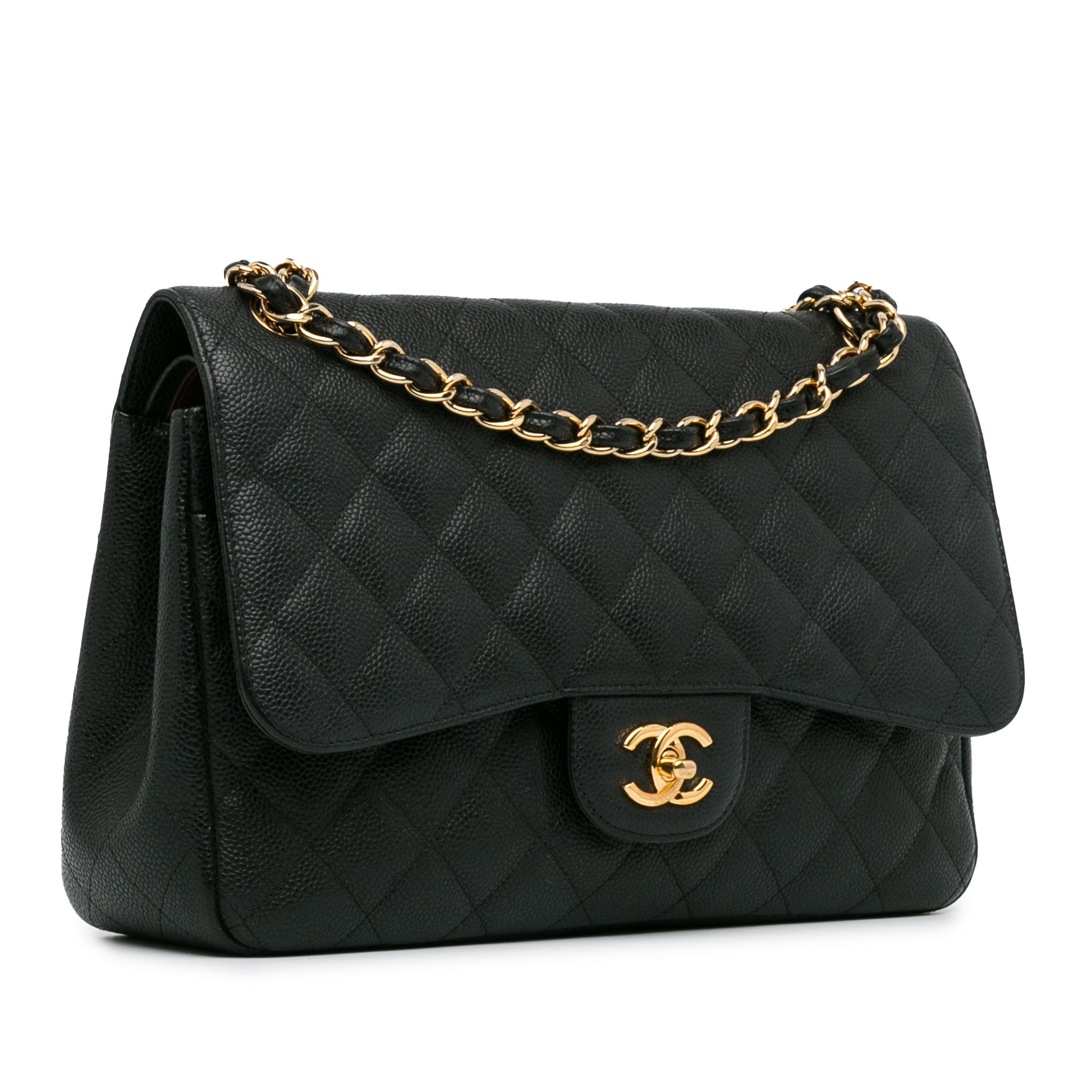 Chanel Jumbo Classic Caviar Double Flap In Black