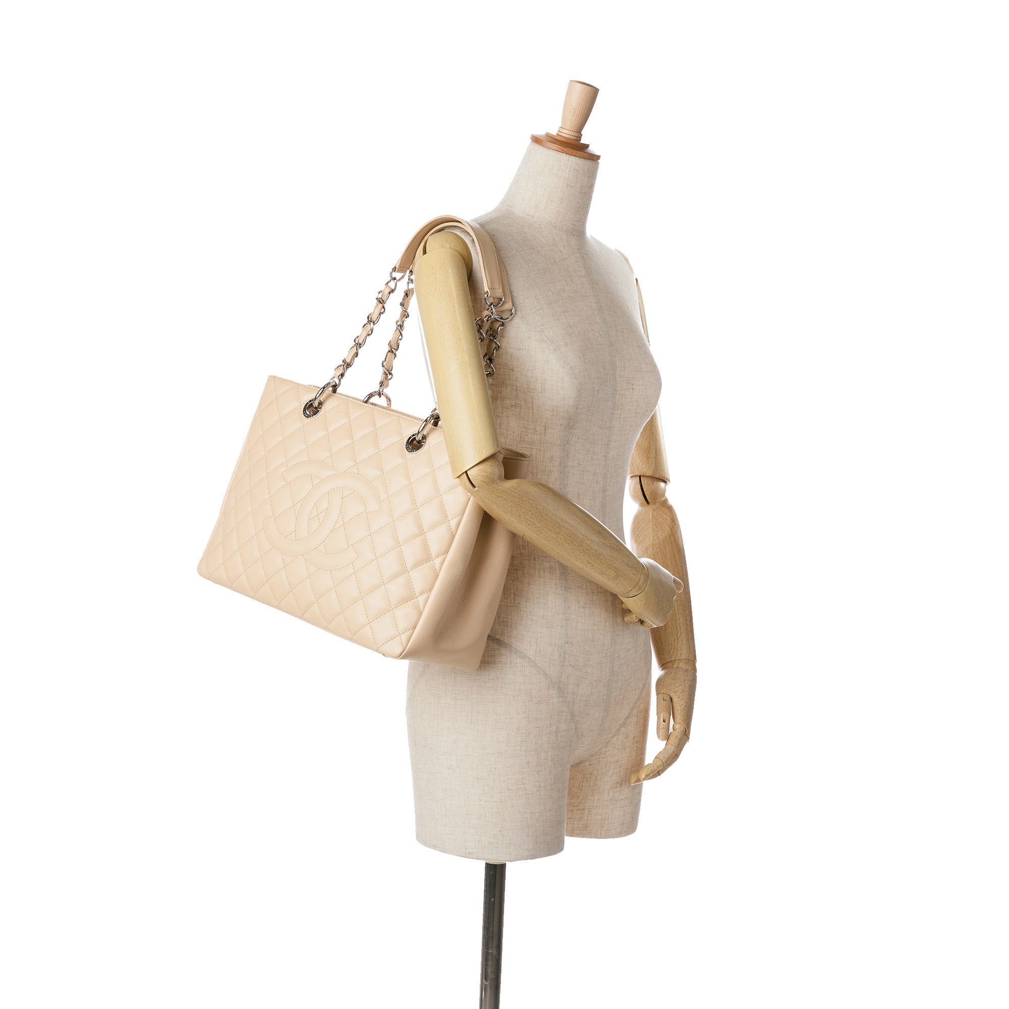 Chanel Caviar Grand Shopping Tote In Beige