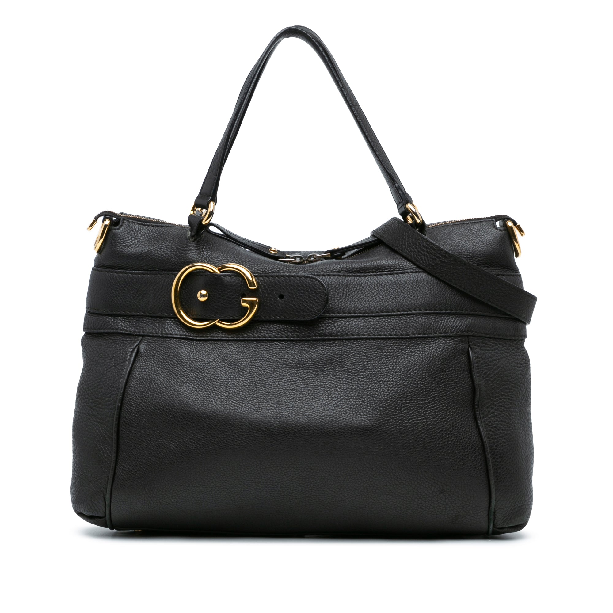 Gucci Medium Leather Ride Top Handle Bag In Black