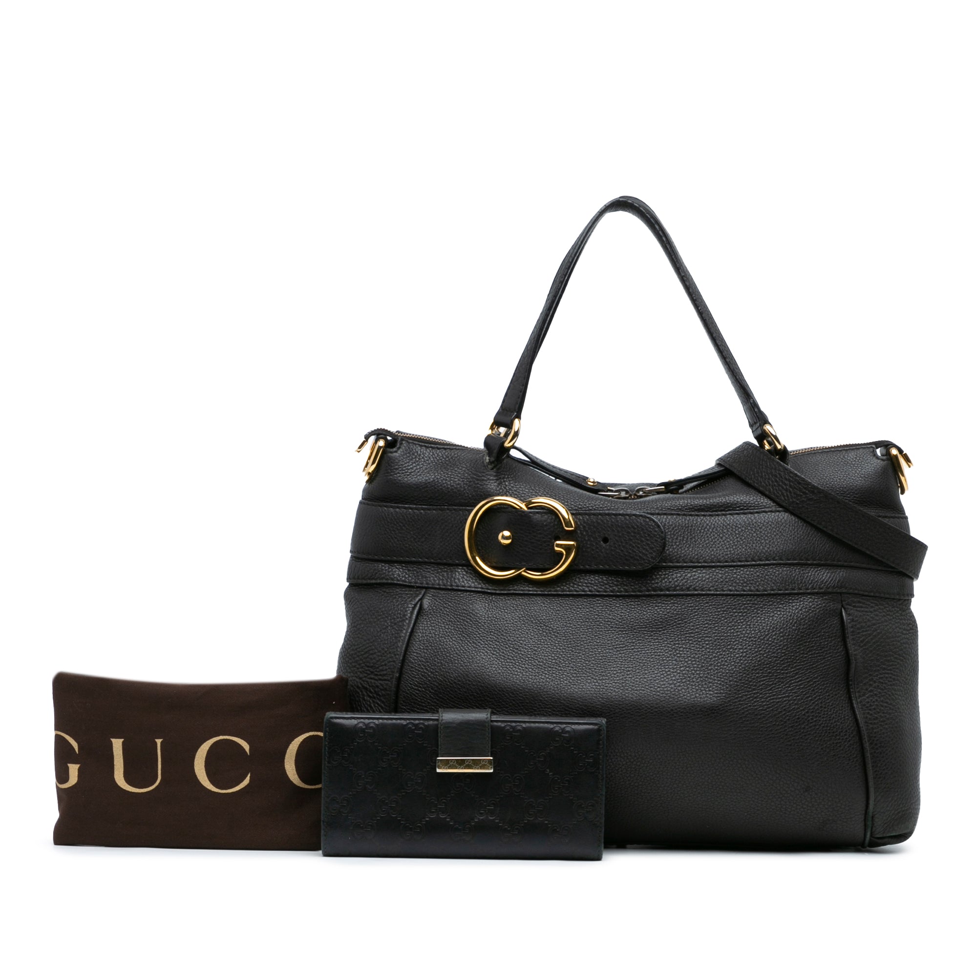 Gucci Medium Leather Ride Top Handle Bag In Black