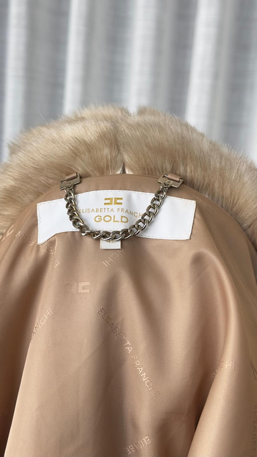 ELISABETTA FRANCHIS FUR COAT - IN BEIGE