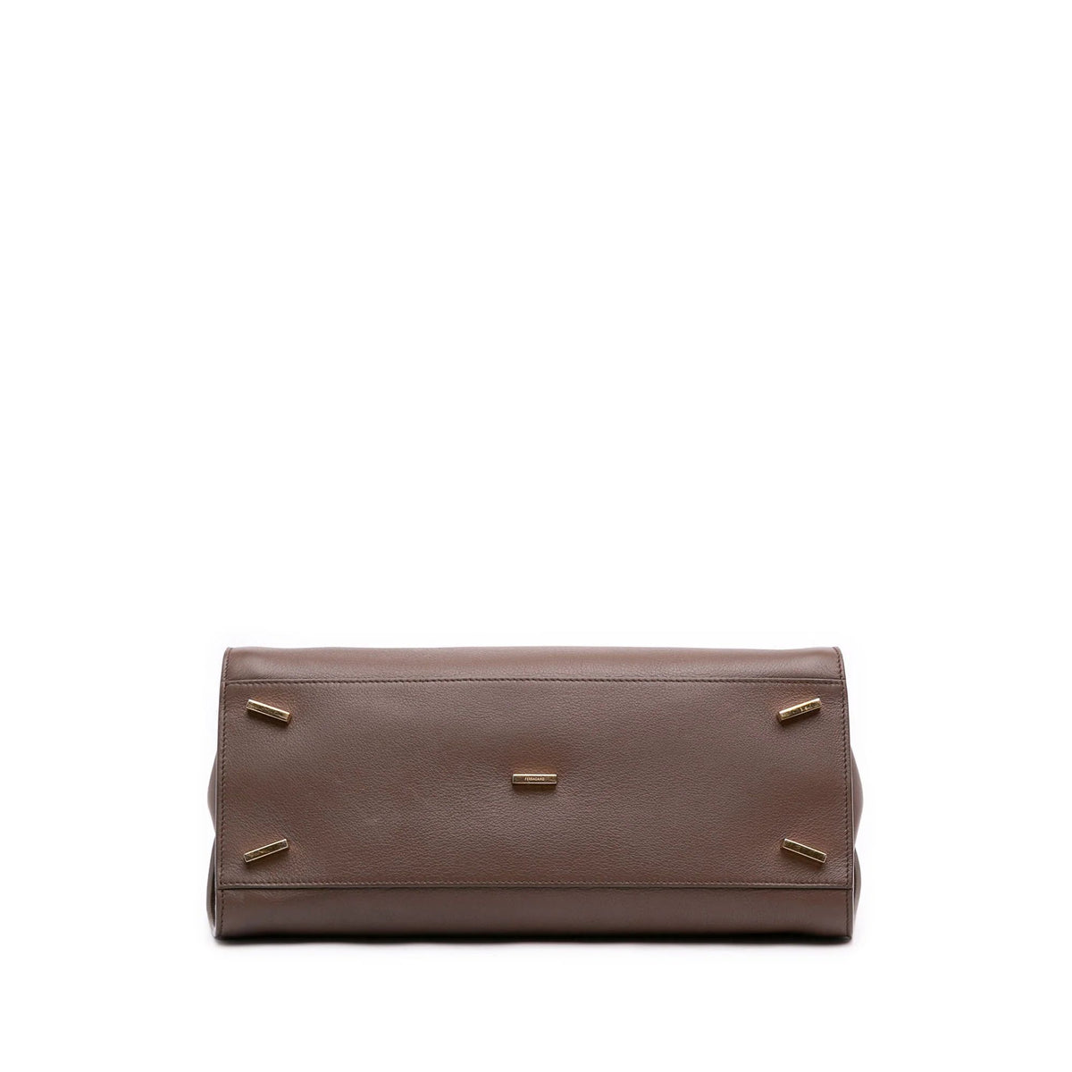 Ferragamo Medium Brown Calfskin Hug Satchel With Box