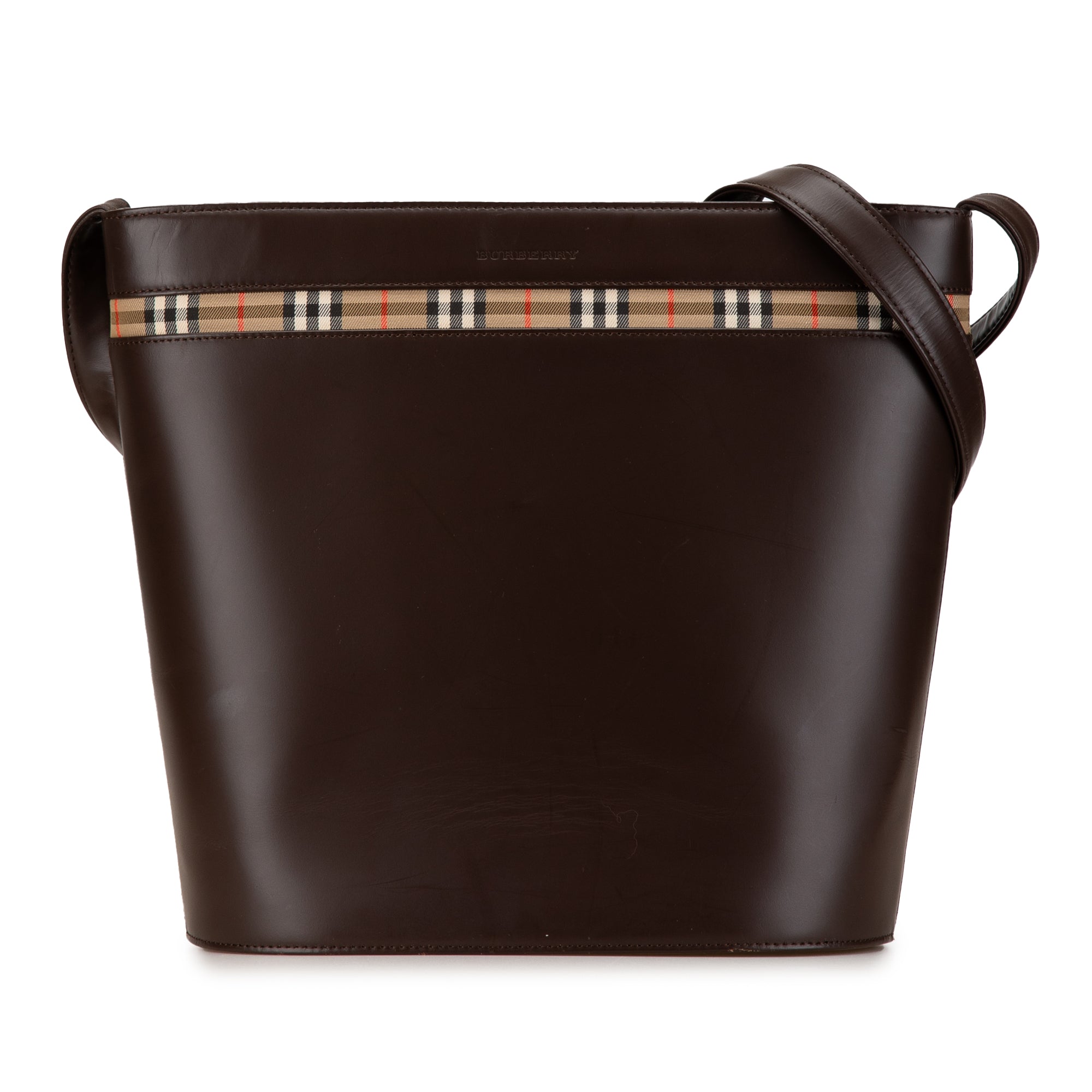 Burberry House Check Trimmed Leather Crossbody In Brown