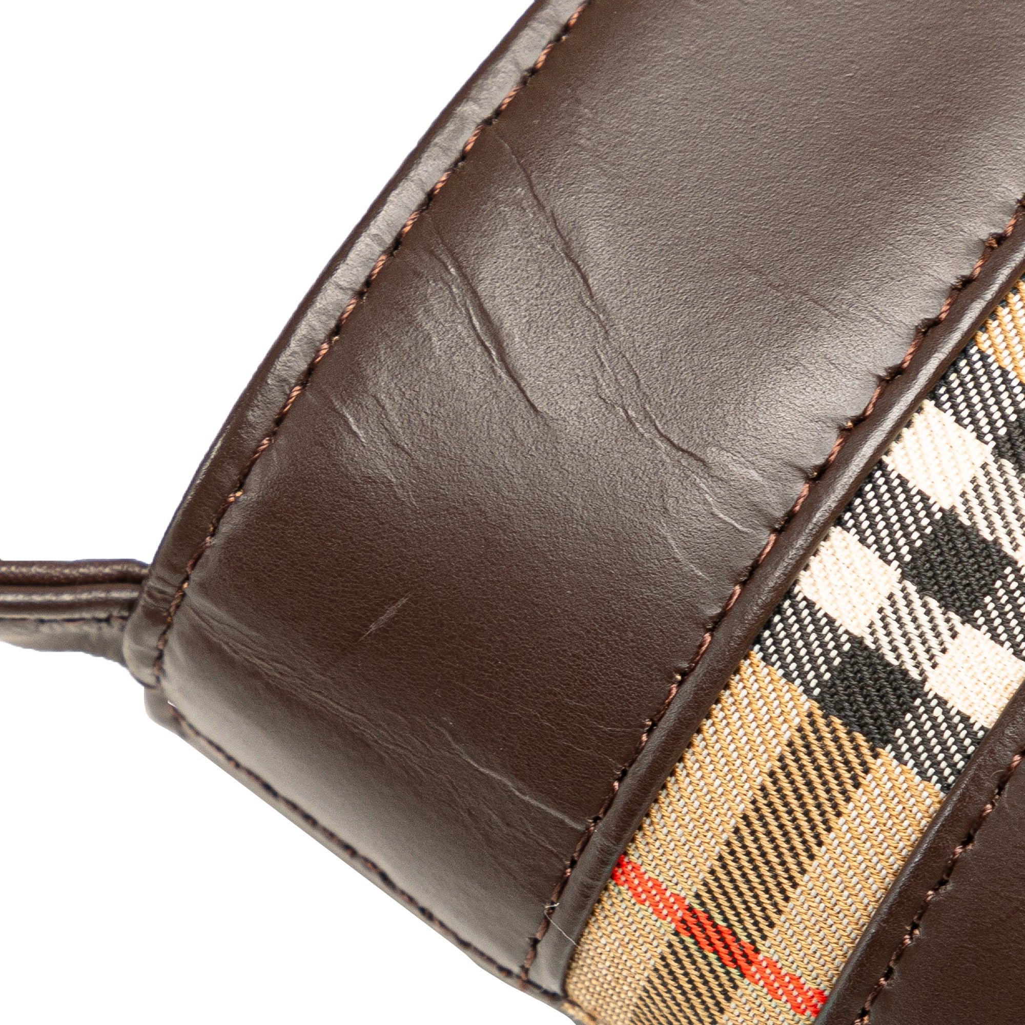 Burberry House Check Trimmed Leather Crossbody In Brown