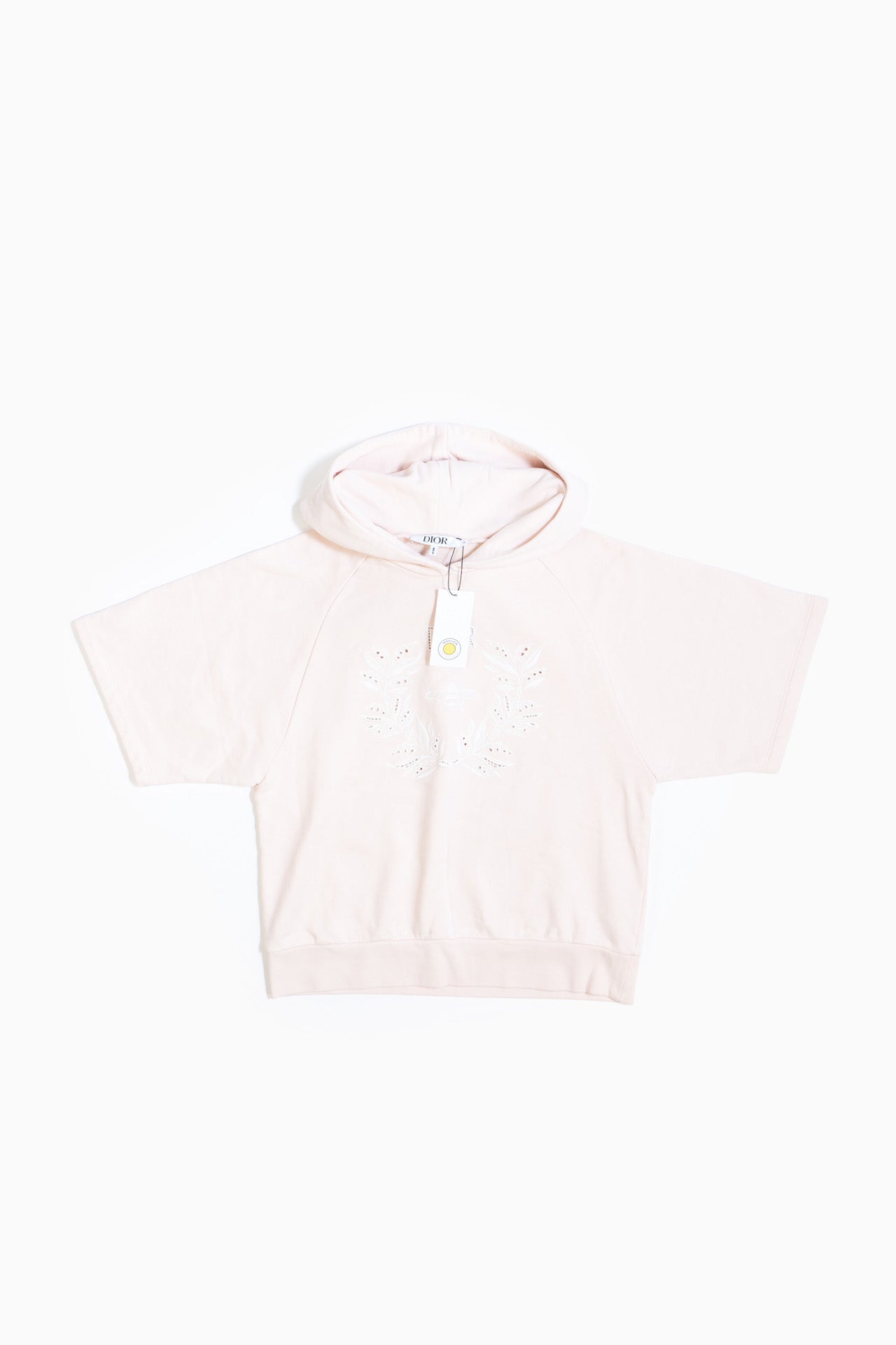 Christian Dior Embroidered Short Sleeve Hoodie In Pink